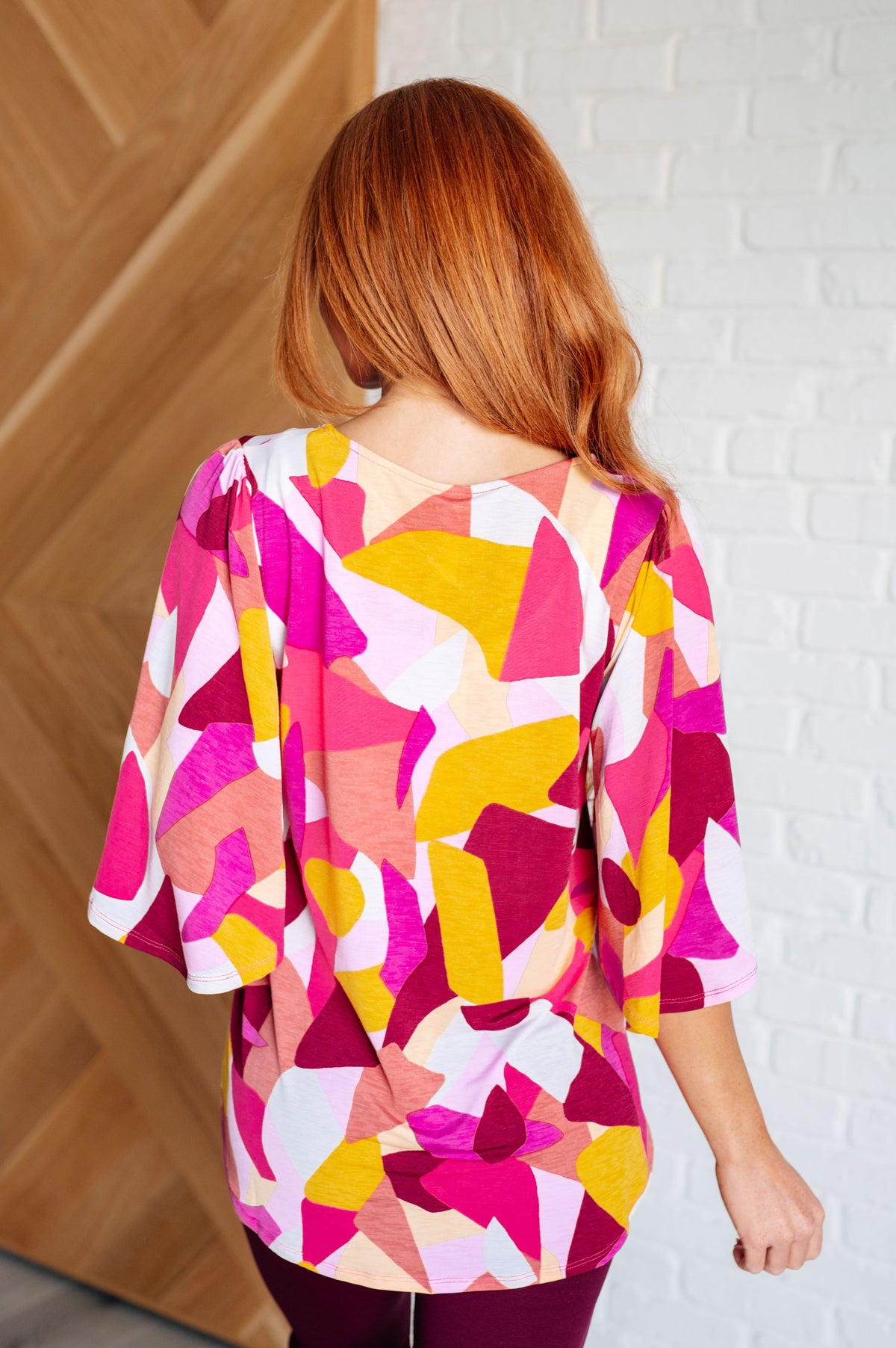 Cali Blouse in Magenta and Mustard Abstract - 9/12/2024