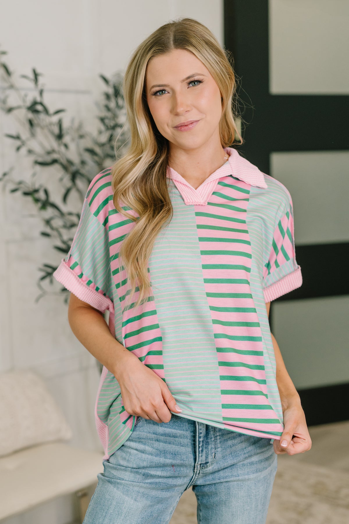 Can't Control It Collared Color Block Top - 6/5/2026