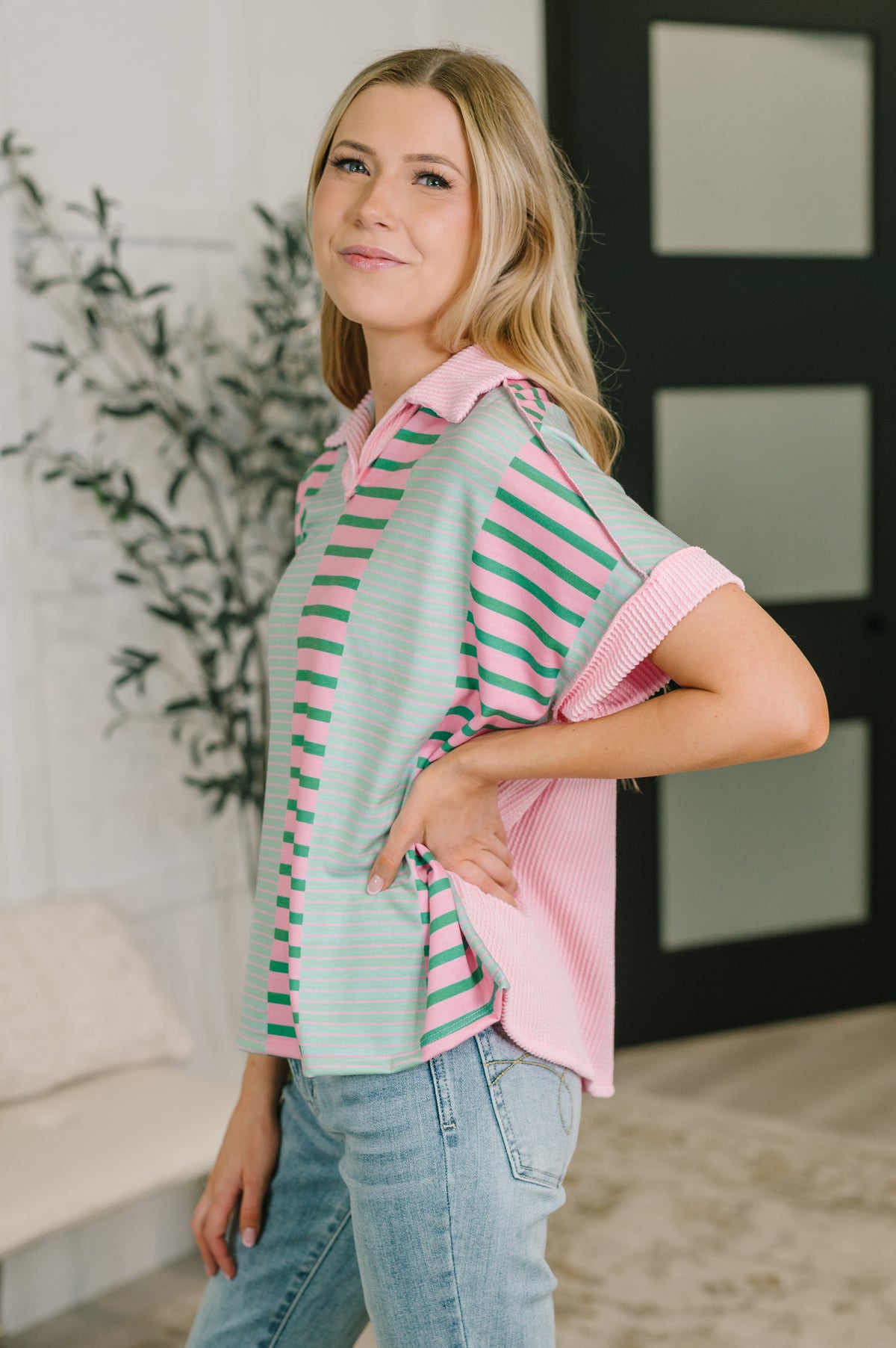 Can't Control It Collared Color Block Top - 6/5/2026