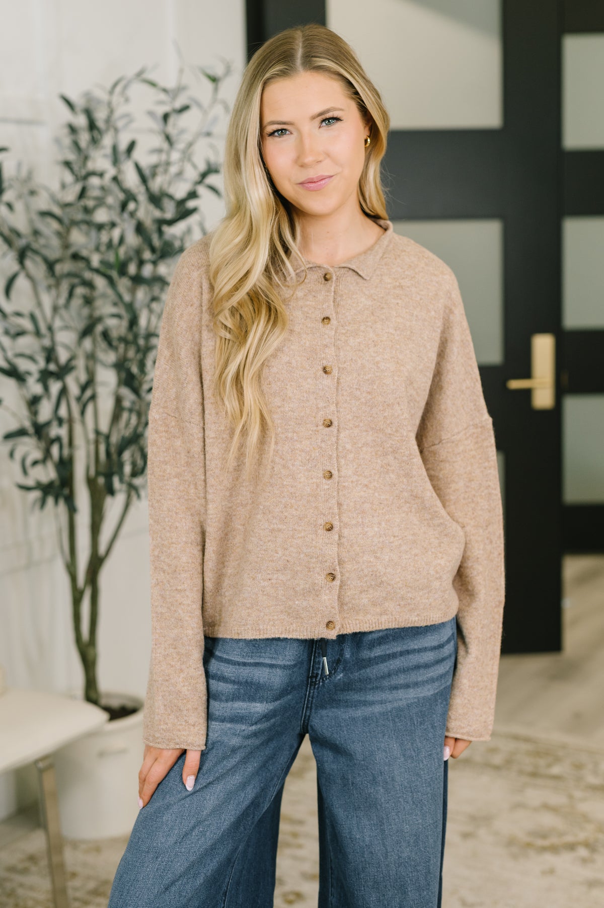 Careful Consideration Collared Button Down in Mocha - 8/28/2026