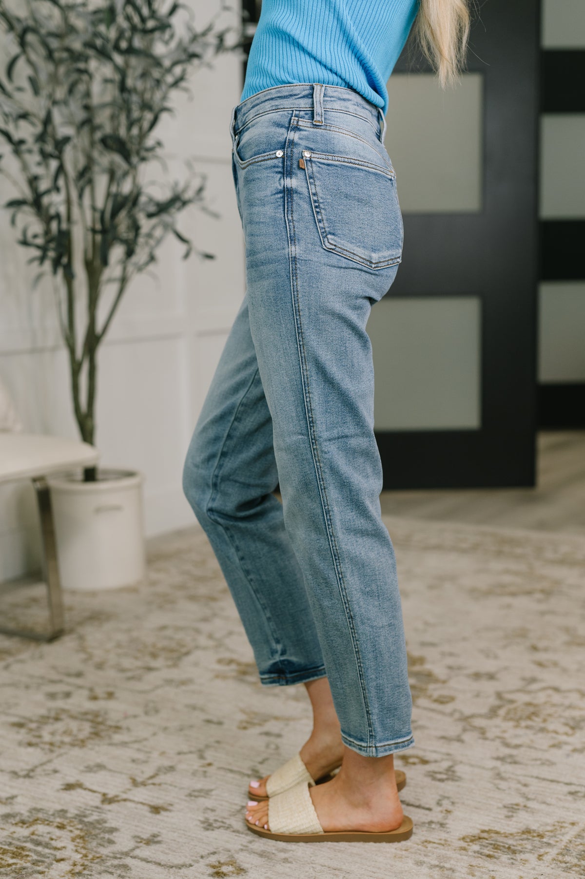 Carla High Waist Ankle Straight Jean in Break Through Blue - 7/15/2026