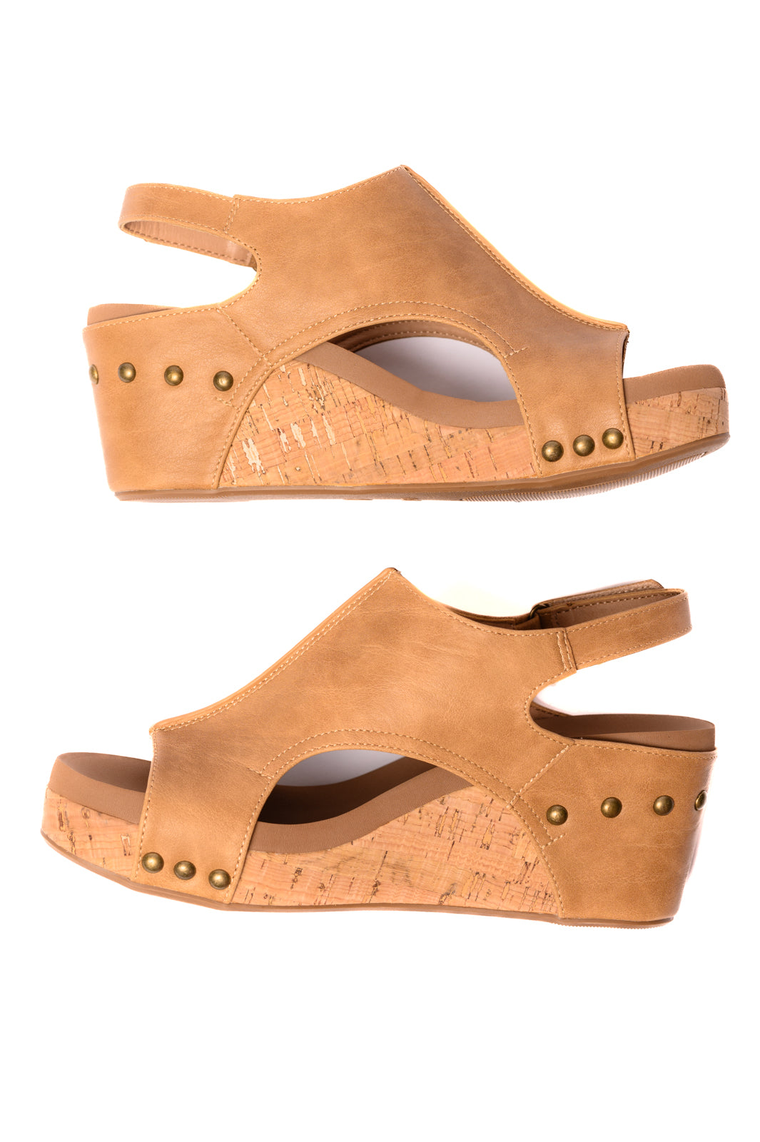 Carley Wedge Sandals in Caramel Smooth - 7/24/2024 Corkys