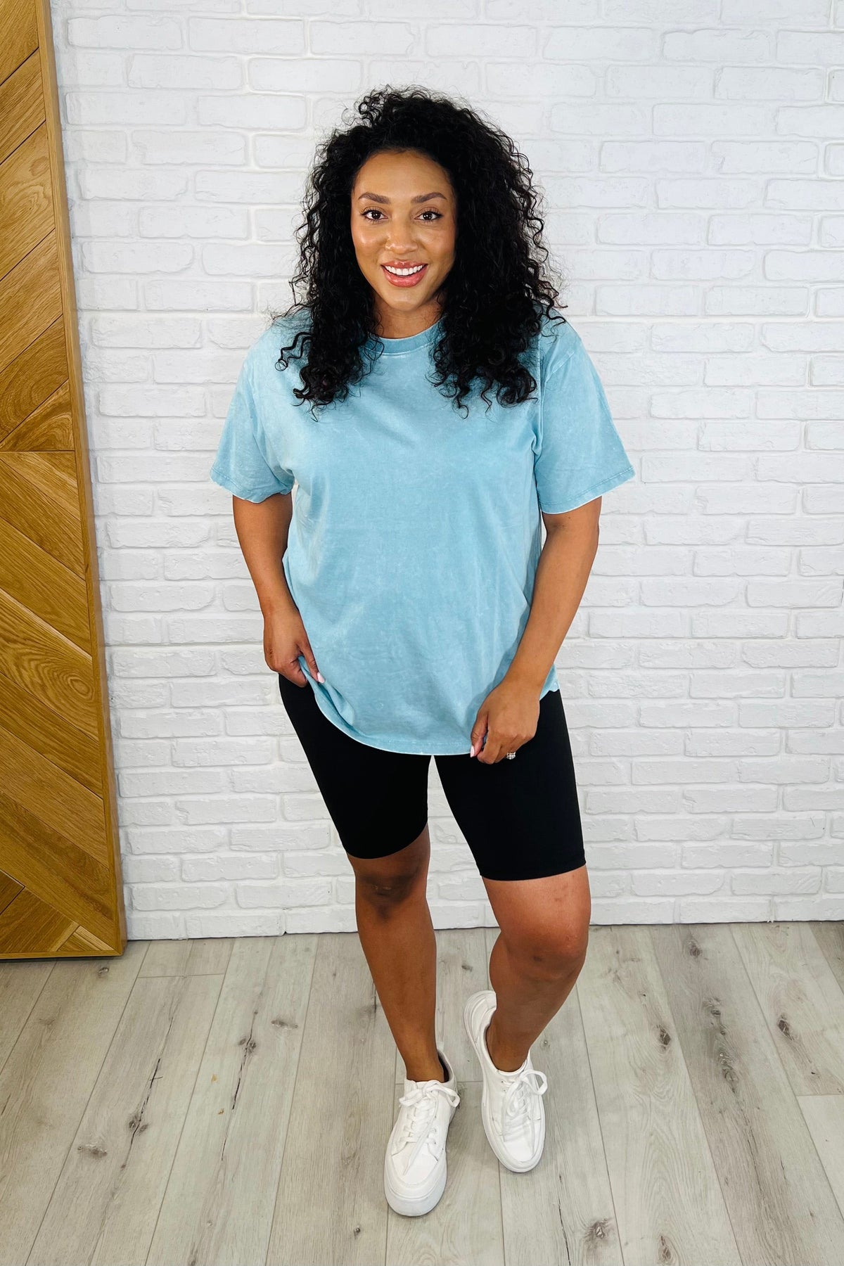 Casual Basic Drop Shoulder Oversized Tee in Dusty Teal - 3/12/2025