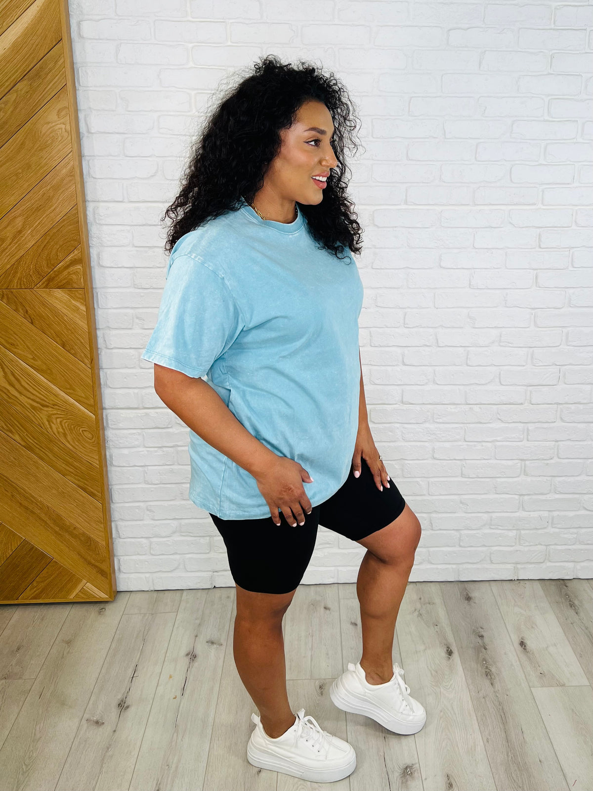 Casual Basic Drop Shoulder Oversized Tee in Dusty Teal - 3/12/2025