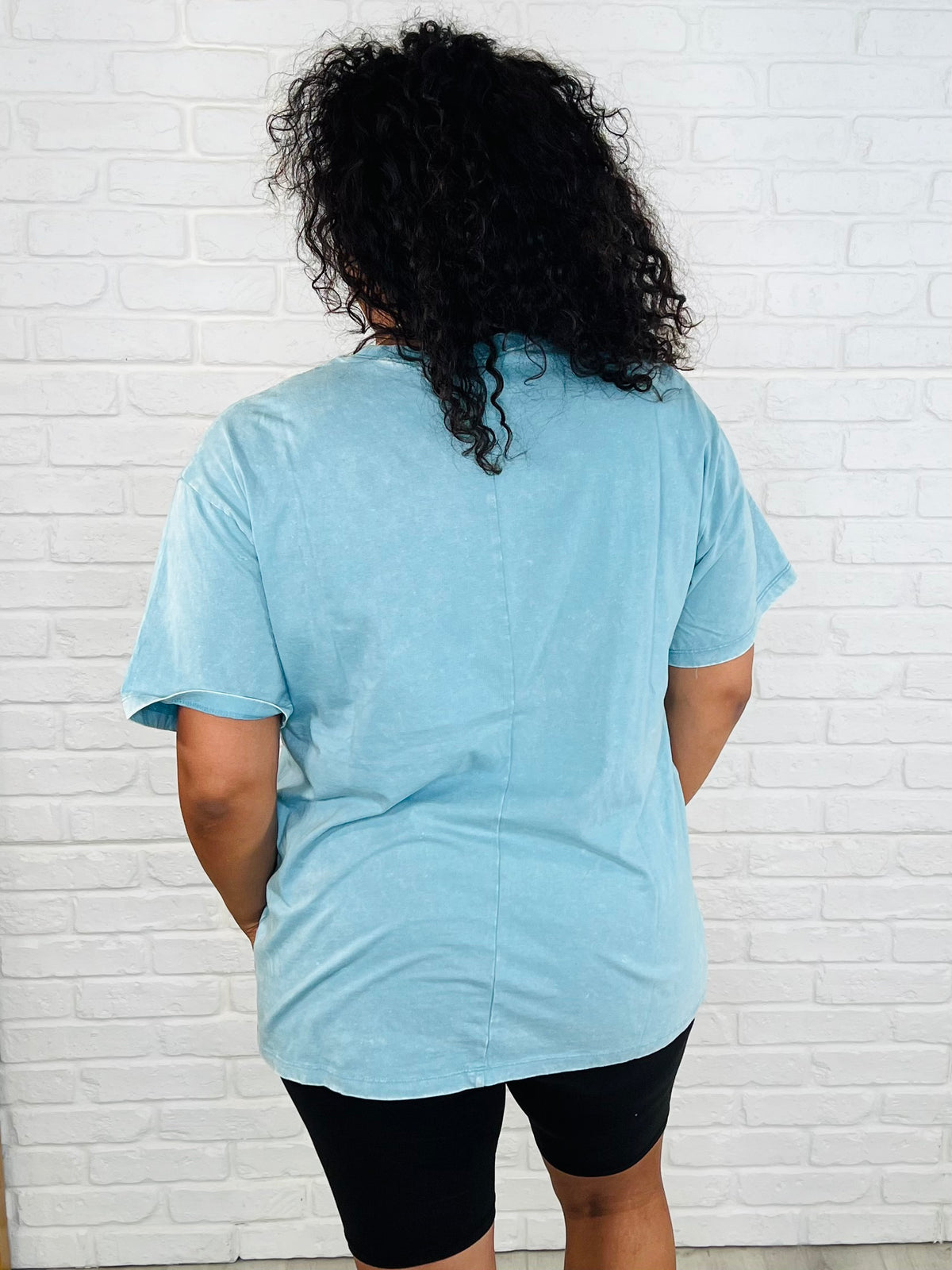 Casual Basic Drop Shoulder Oversized Tee in Dusty Teal - 3/12/2025