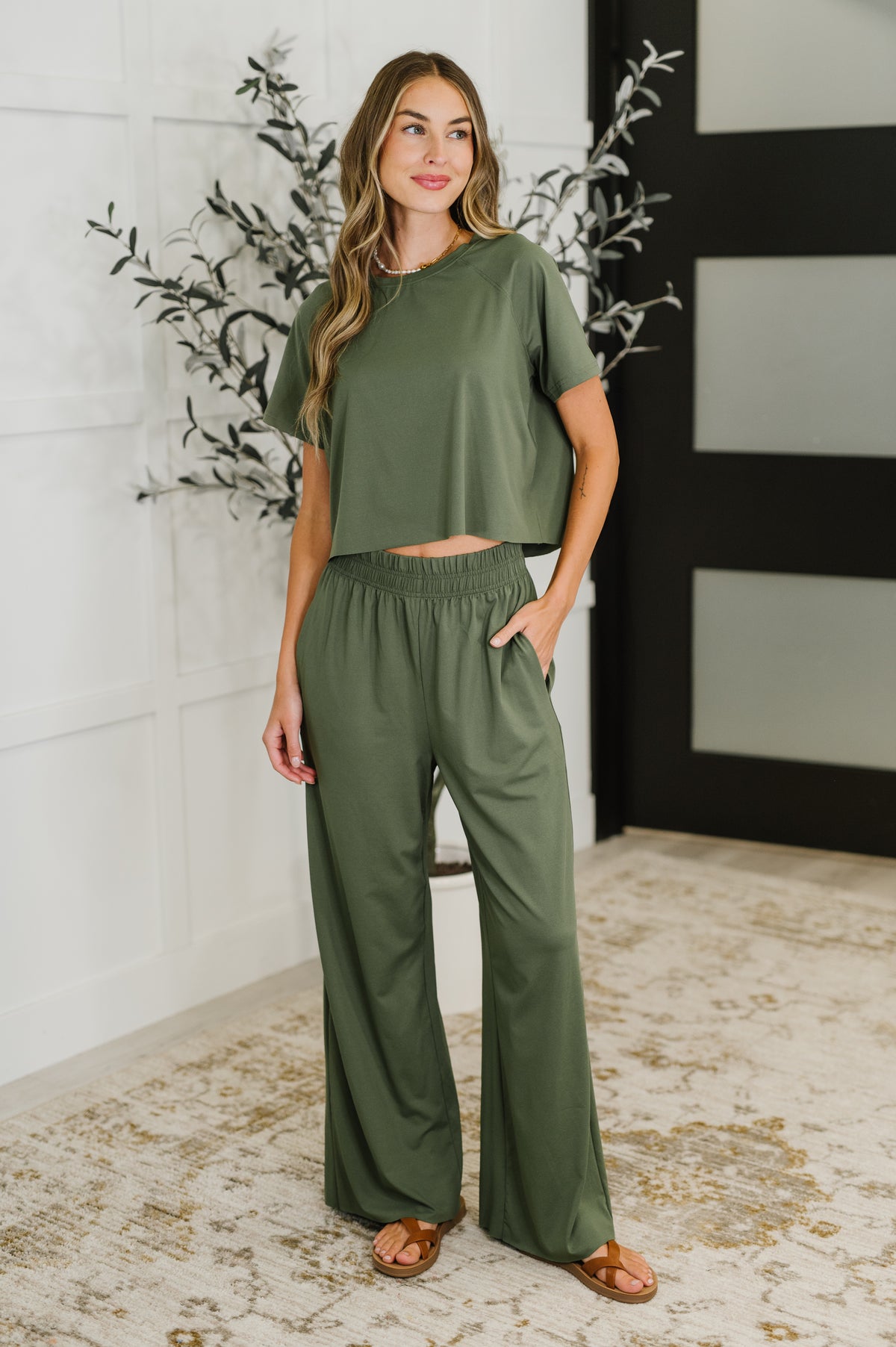 PREORDER: Casual Top and Bottom Set in Green - Ships in 2-3 weeks