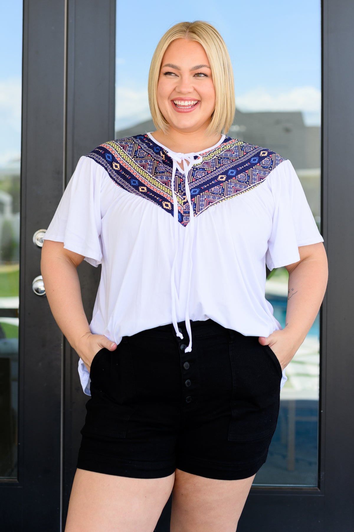 Casually Boho Keyhole Neckline Top - 6/12/2025
