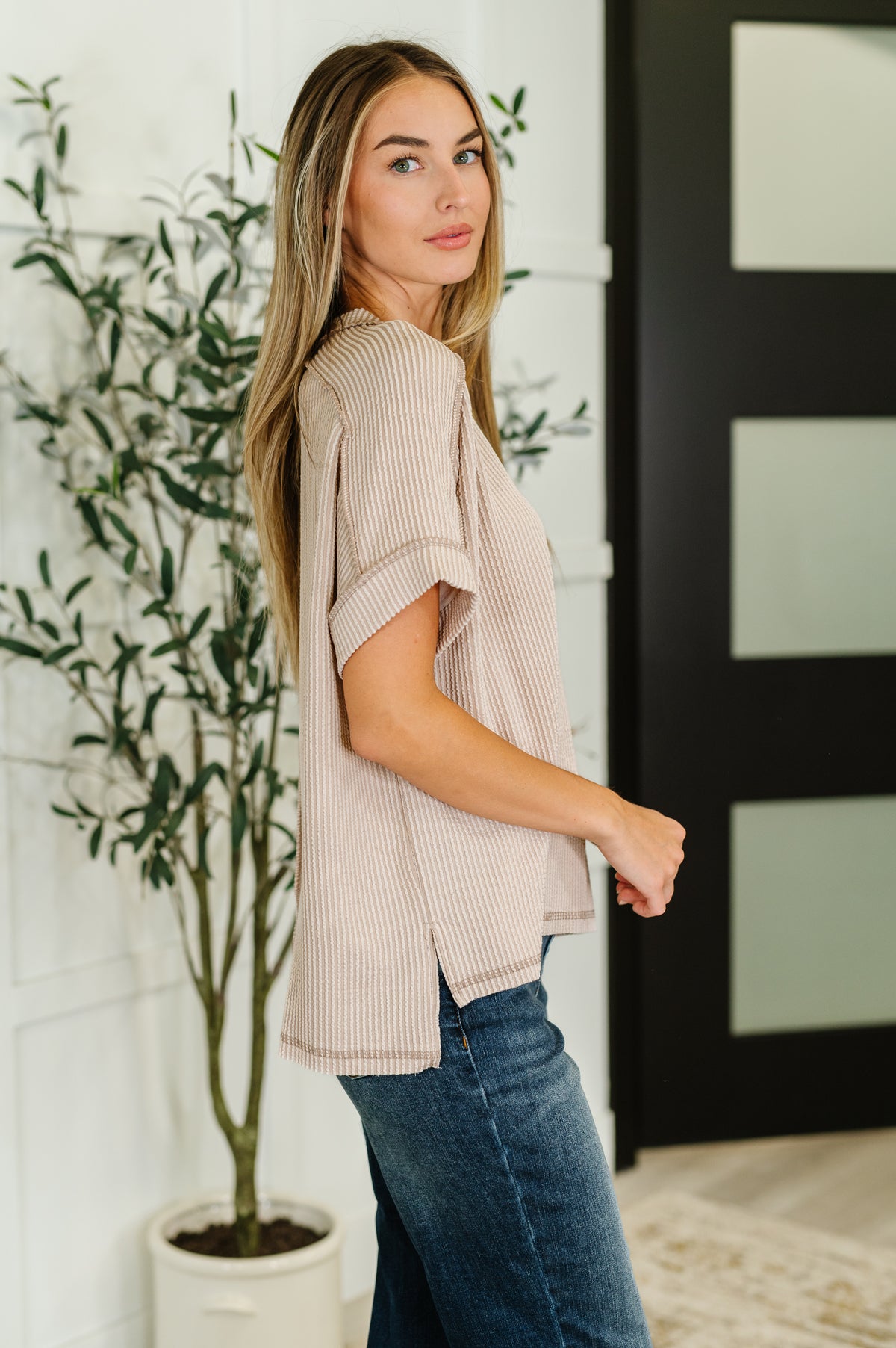 Catch Me Loungin’ Cable Ribbed Knit Top in Ash Mocha - 7/30/2025
