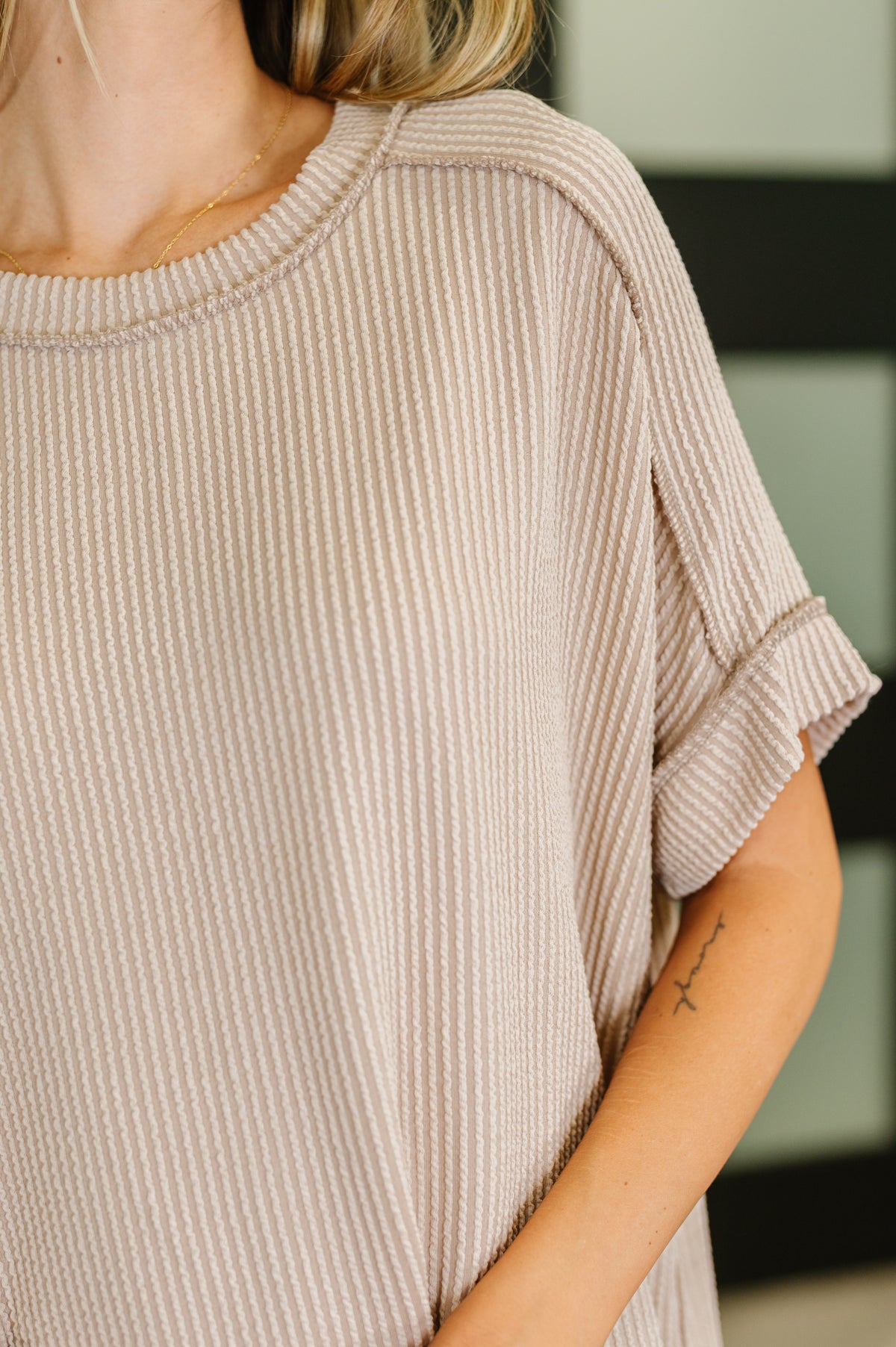 Catch Me Loungin’ Cable Ribbed Knit Top in Ash Mocha - 7/30/2025