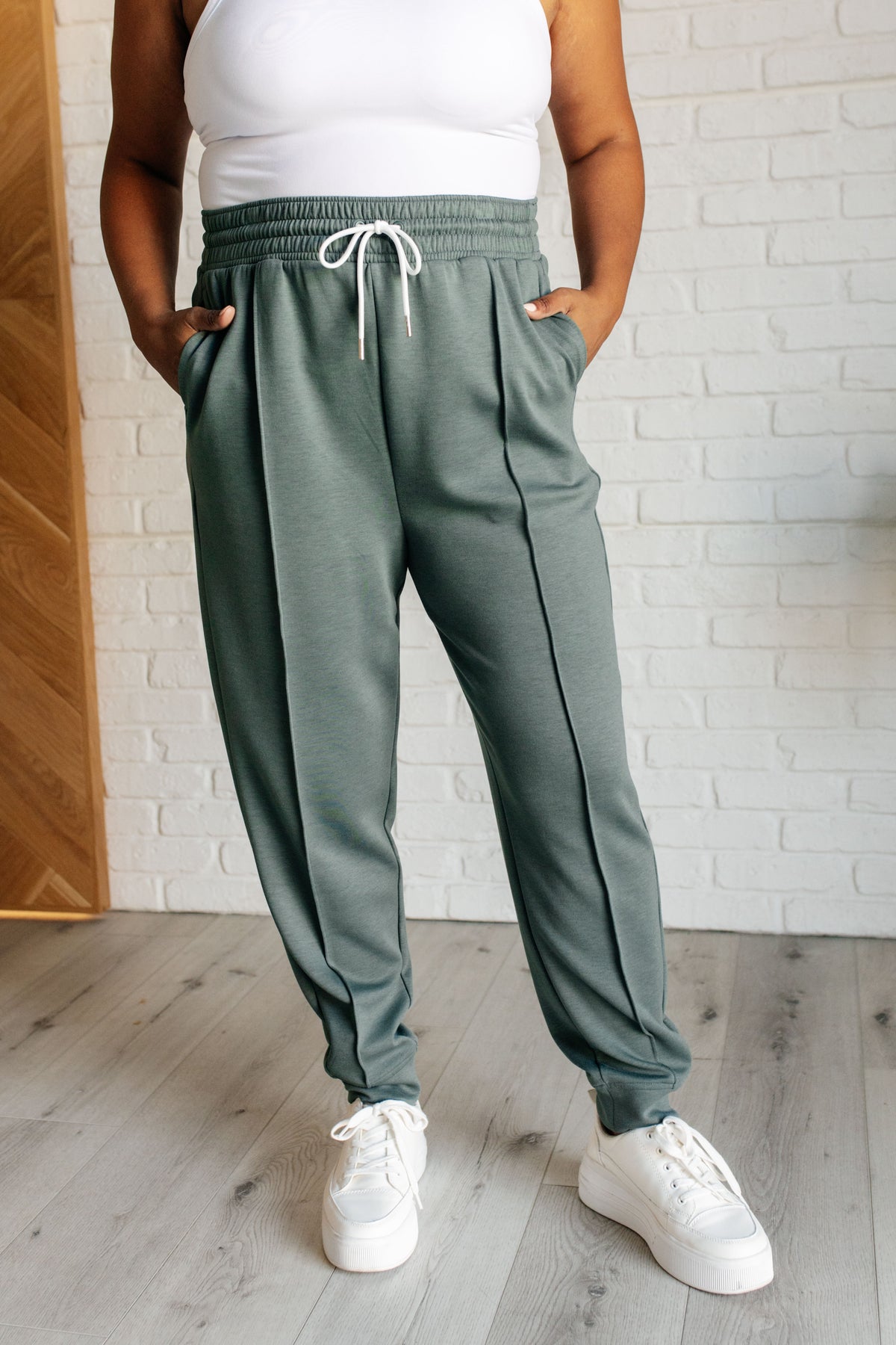 Center Seam Scuba Joggers in Ash Jade - 10/16/2024