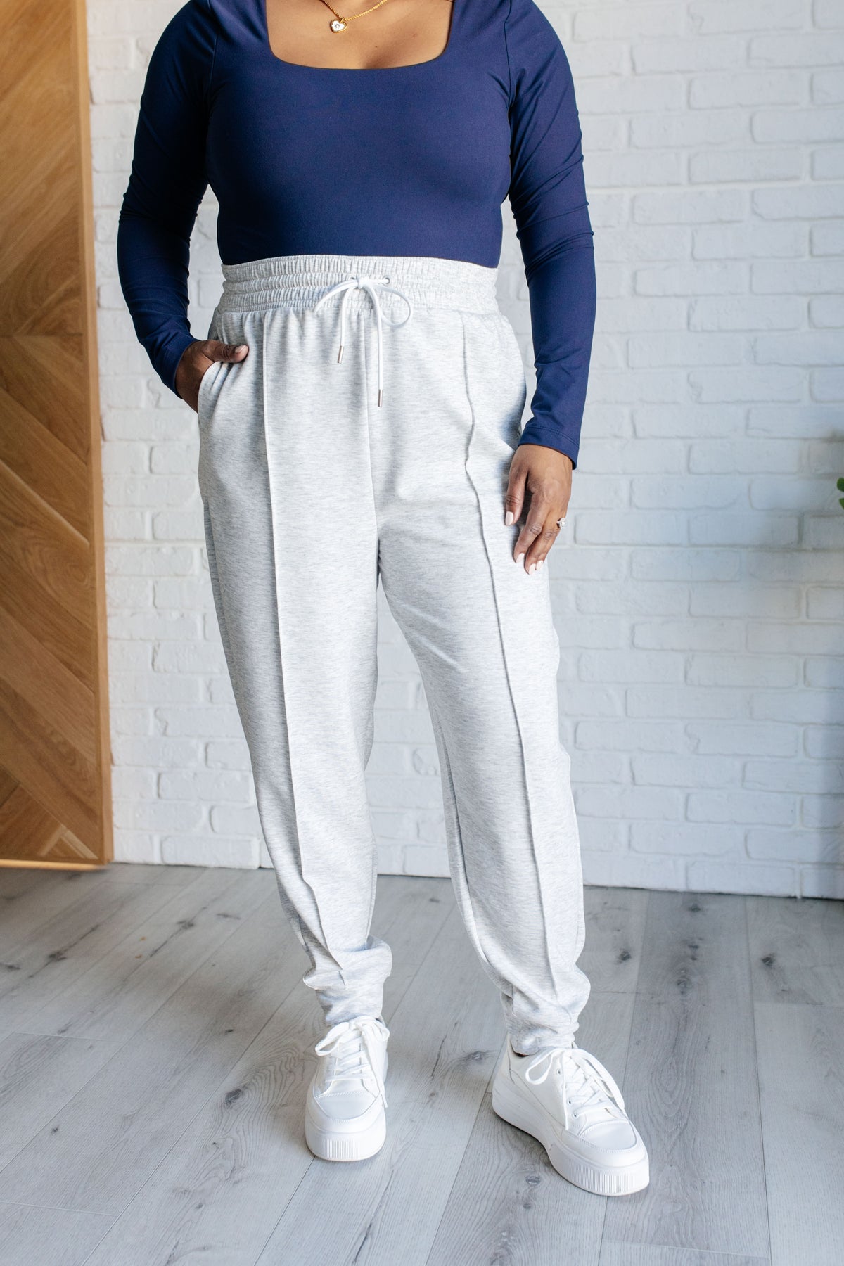 Center Seam Scuba Joggers in Heather Grey - 10/16/2024