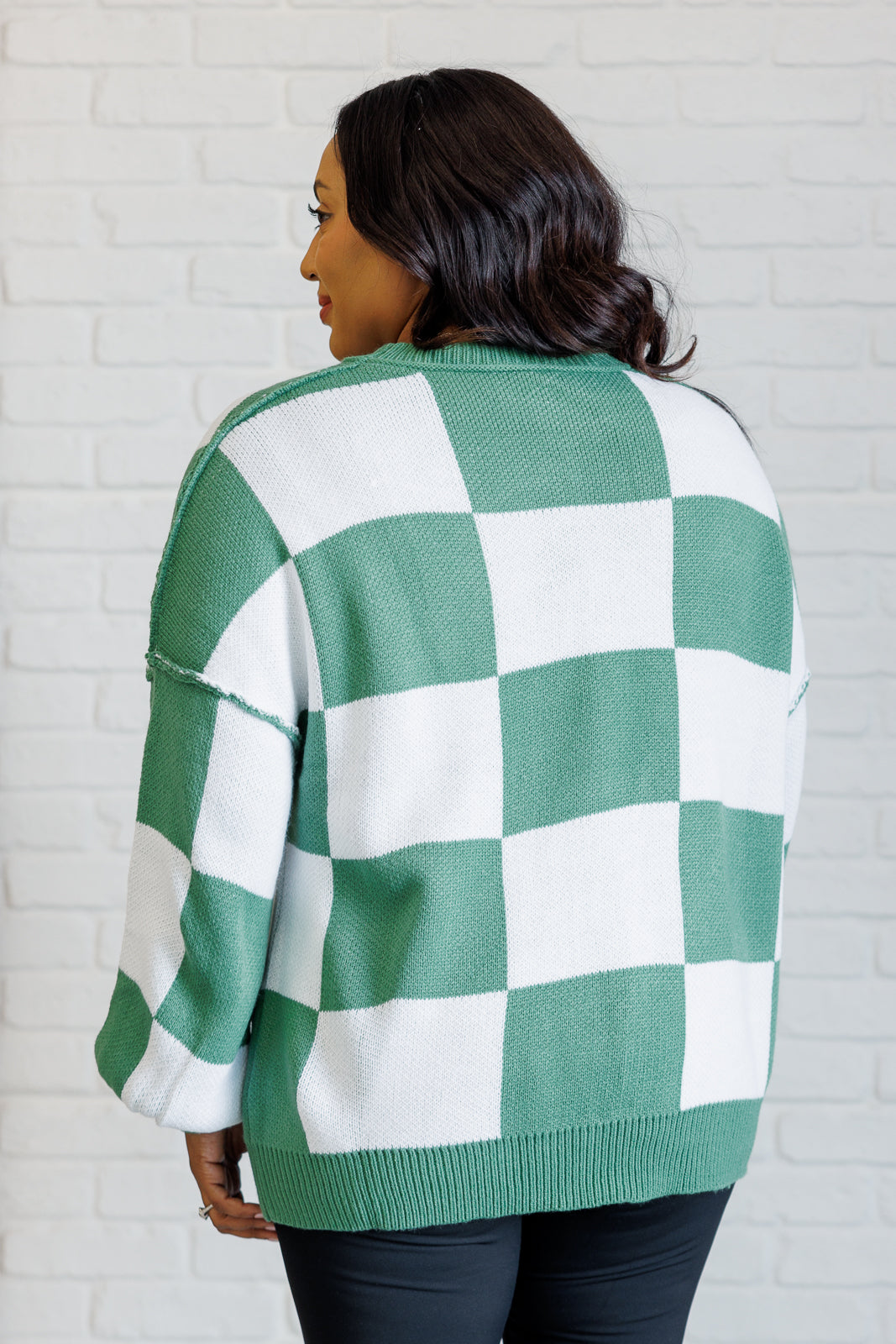 Check Yourself Checkered Sweater in Green - 11/29/2024