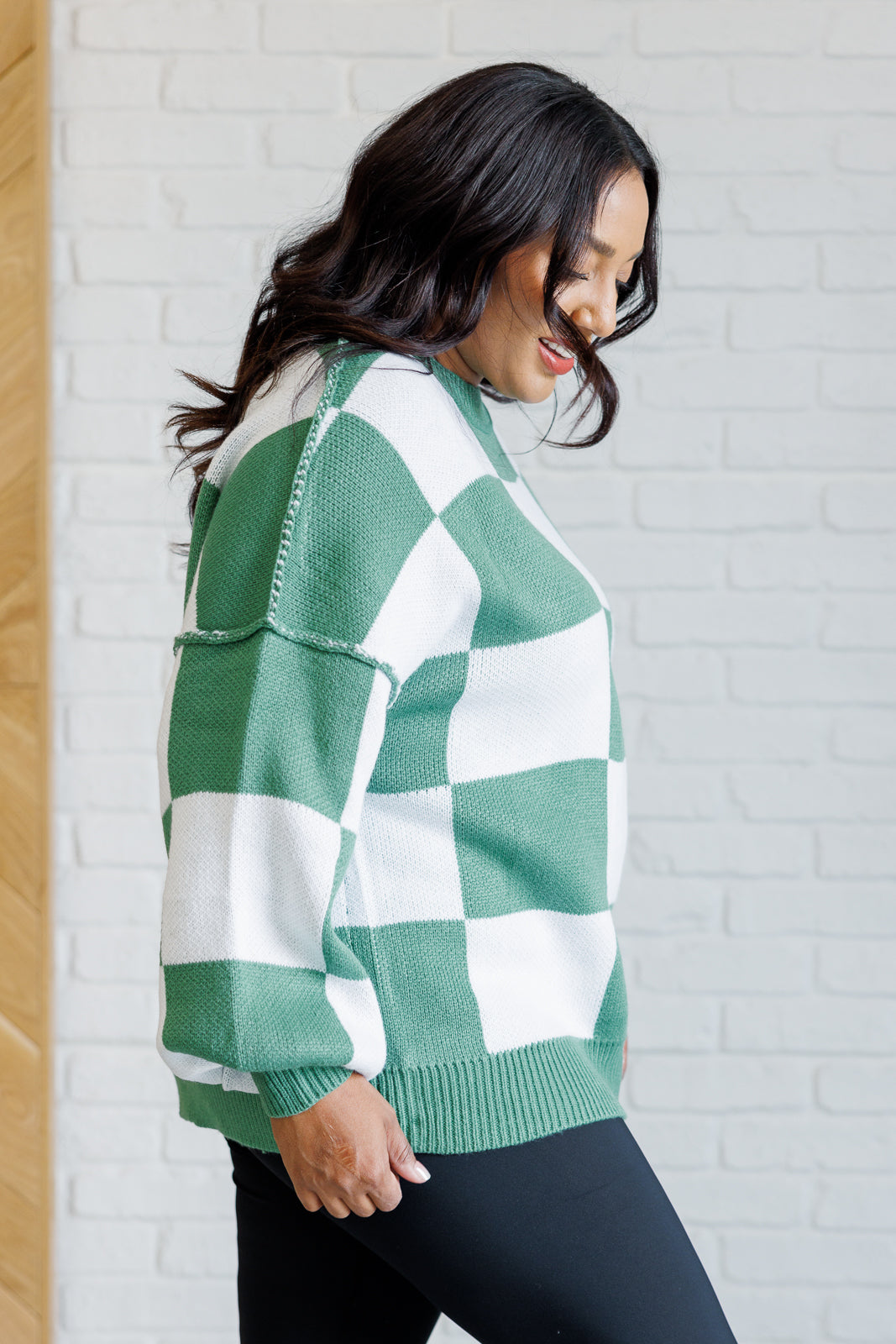 Check Yourself Checkered Sweater in Green - 11/29/2024