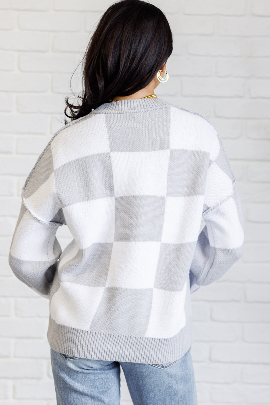 Check Yourself Checkered Sweater in Grey - 11/29/2024