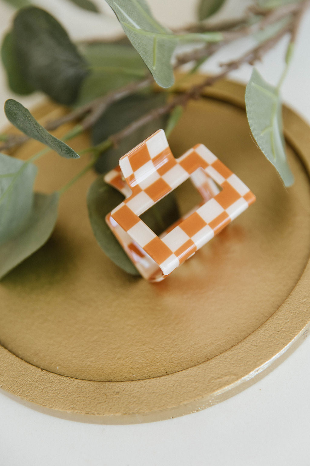 Checkered Claw Clip in Orange - 5/26/2023