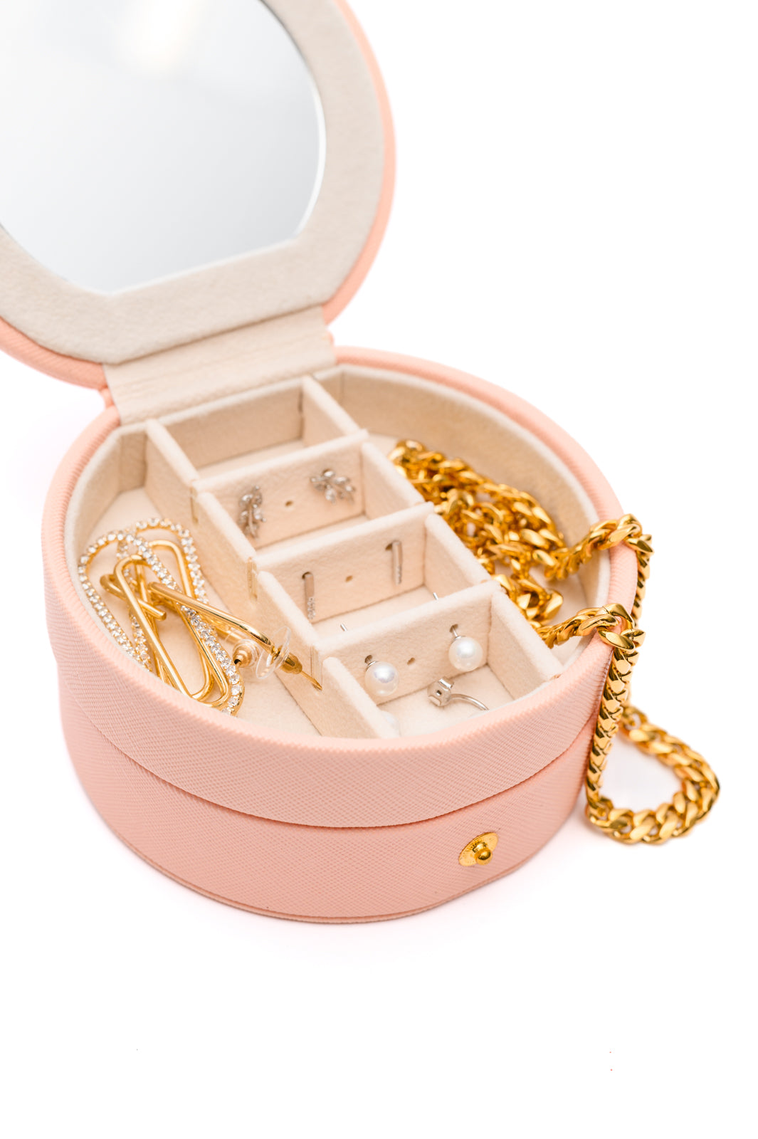 Circular Travel Jewelry Case in Pink - 11/22/2024