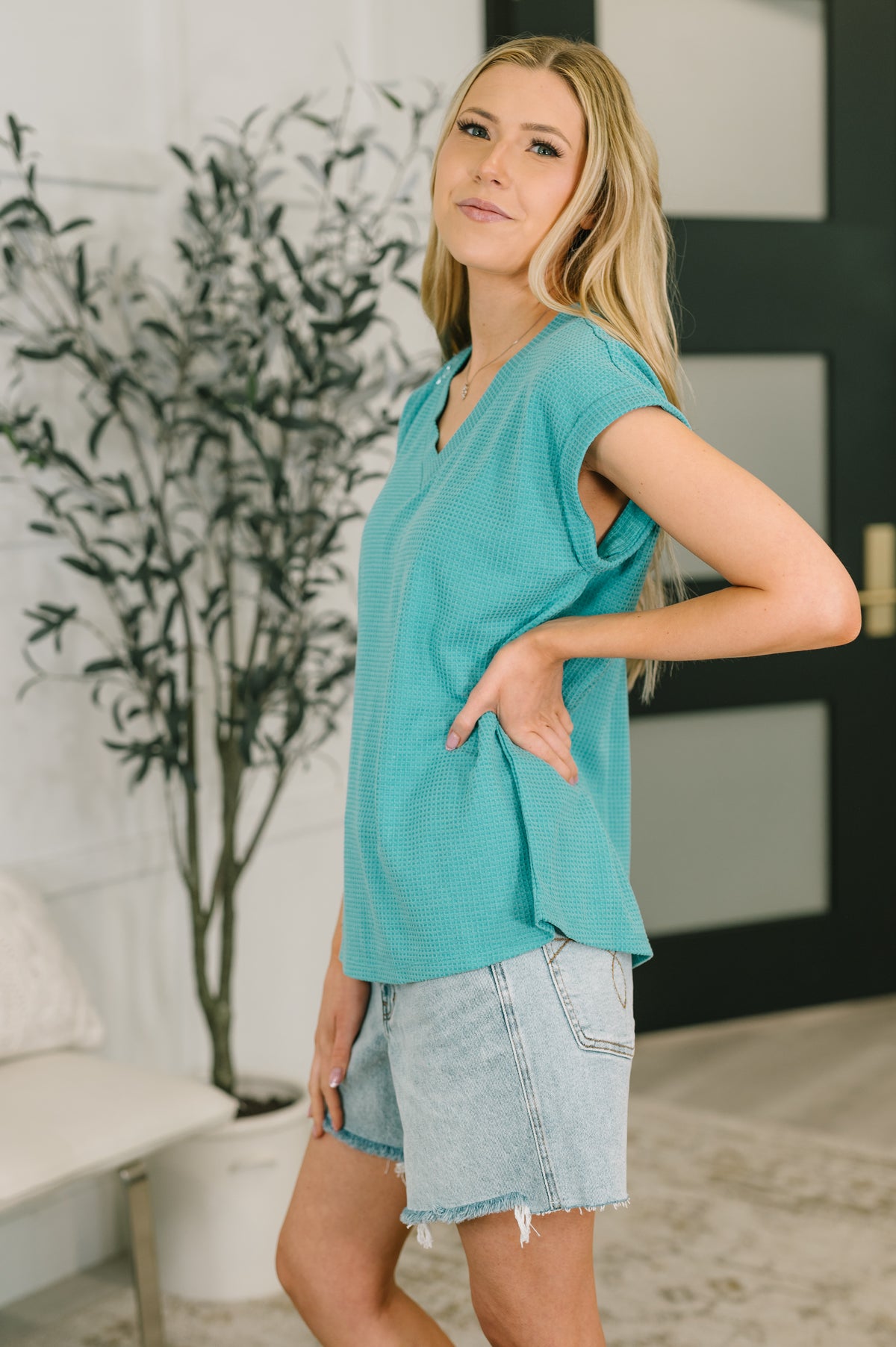 Classic Timeless V-Neck Tee in Teal - 5/1/2026 NEW