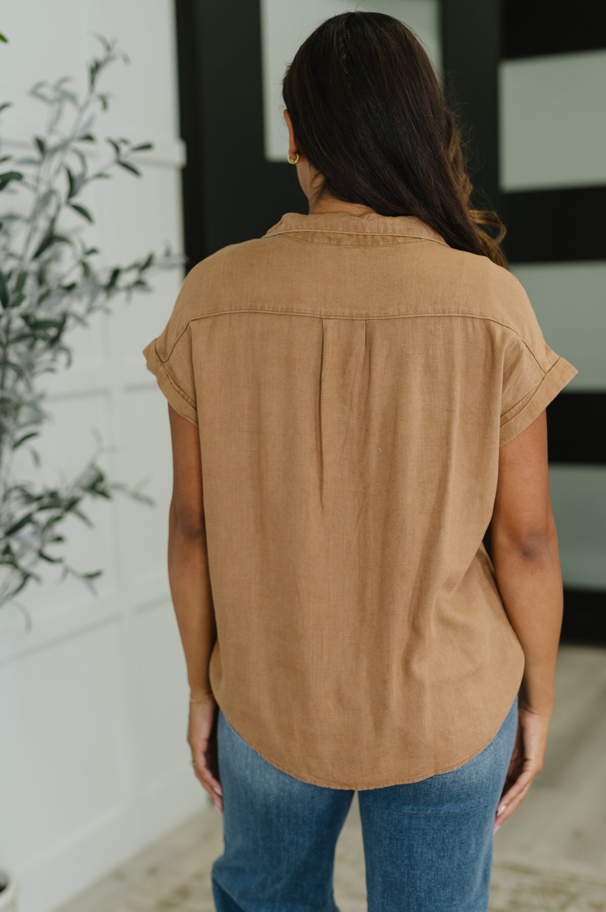 Cloud Nine to Five Button Down Blouse in Deep Camel - 9/19/2025