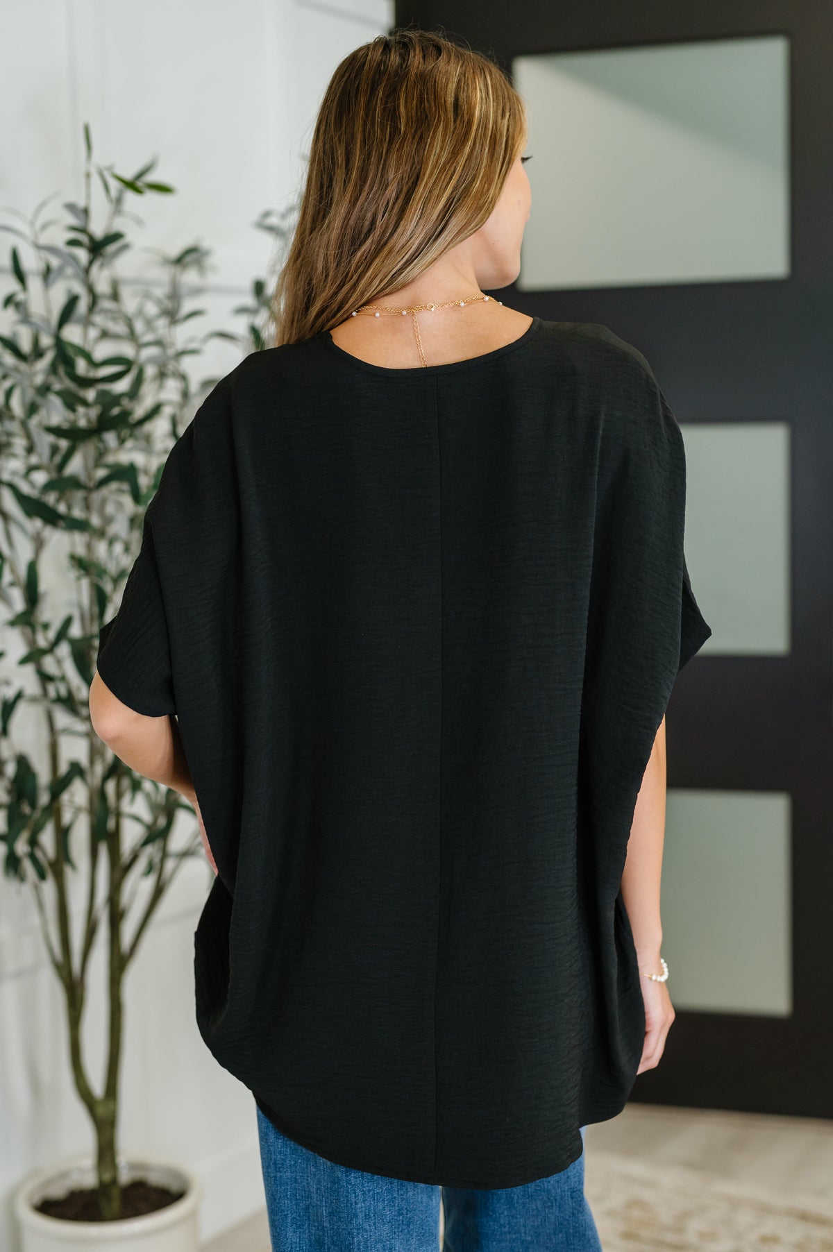 Coastal Ease V-Neck Top in Black - 8/15/2025