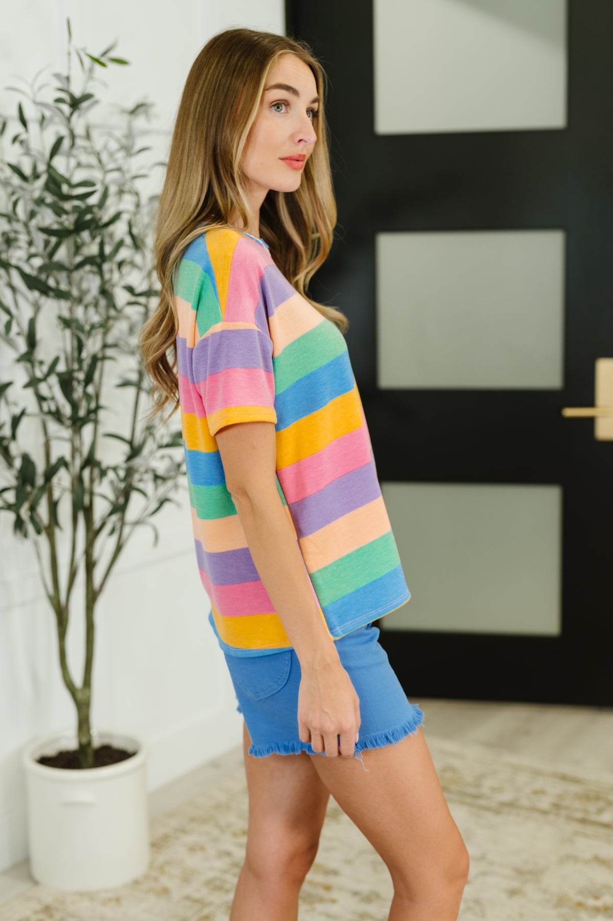 Color Theory Drop Shoulder Top in Blue, Yellow and Pink - 7/22/2025 NEW