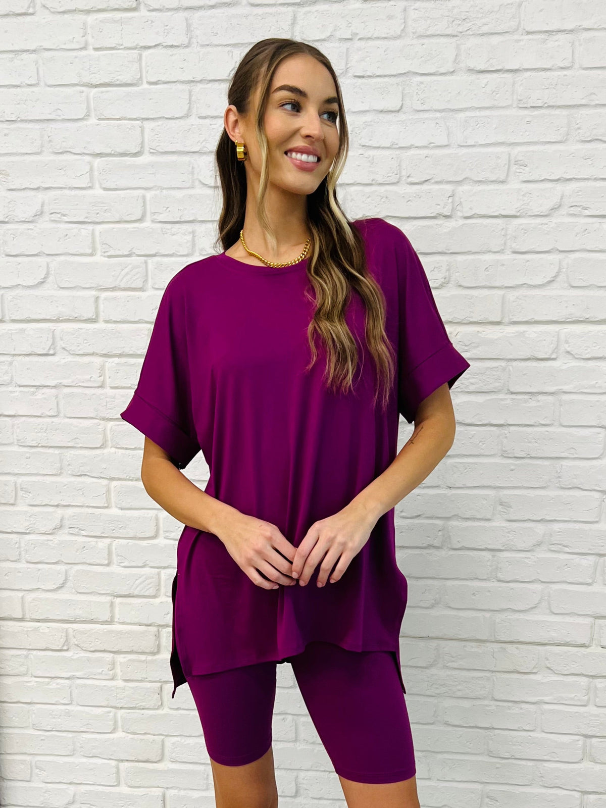 Comfy Cruising Top and Biker Shorts Set in Lt Plum - 3/5/2025