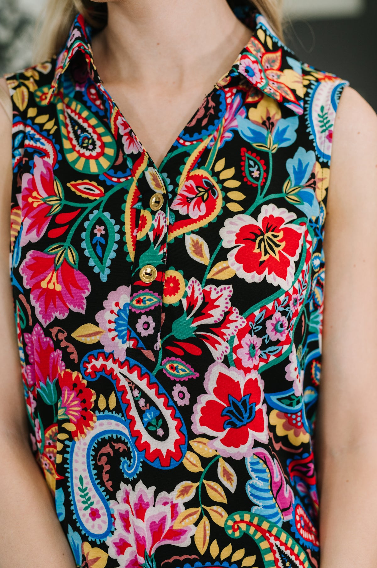 Coral Sands Collared Tank Dress in Dark Floral Paisley - 4/10/2026 NEW