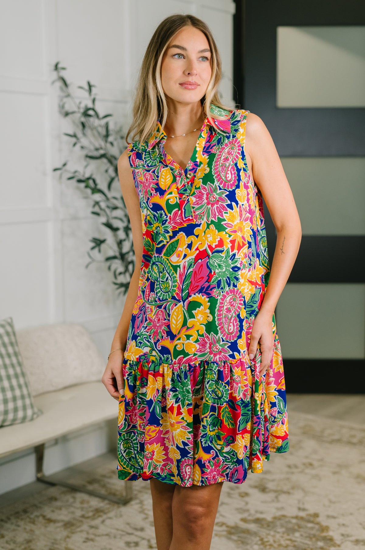 Coral Sands Collared Tank Dress in Floral Paisley - 5/12/2026 NEW