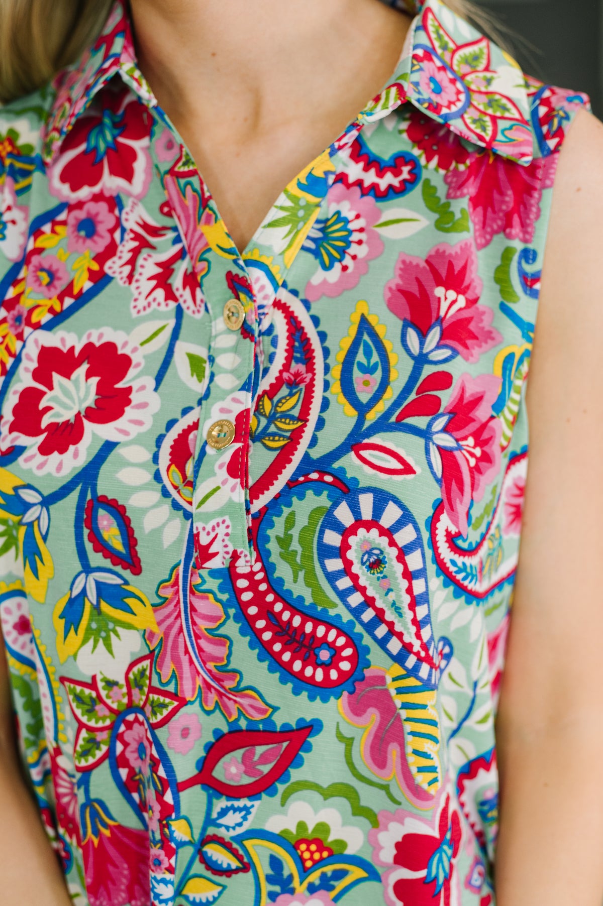 Coral Sands Collared Tank Dress in Light Floral Paisley - 4/10/2026 NEW