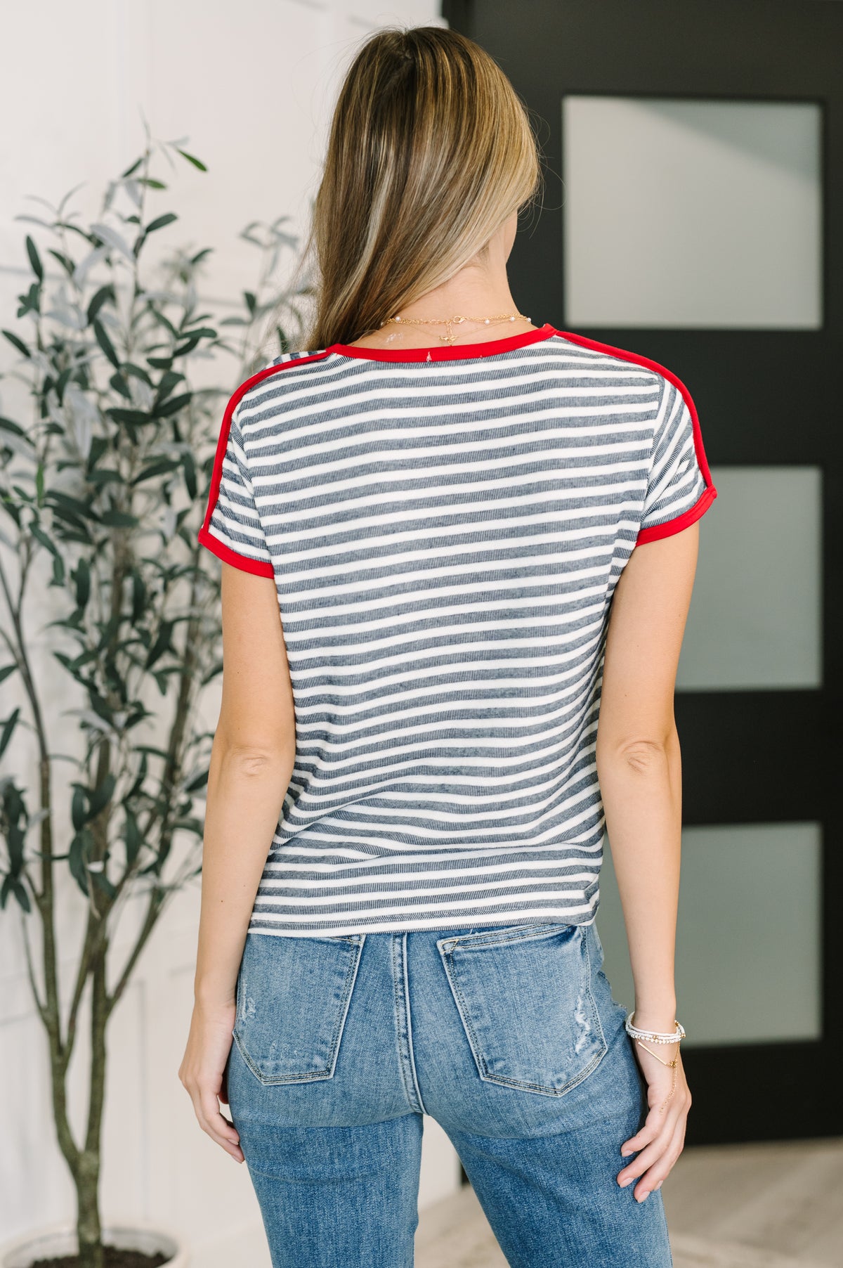 Country Stripe Casual Tee in Navy White - 10/7/2025
