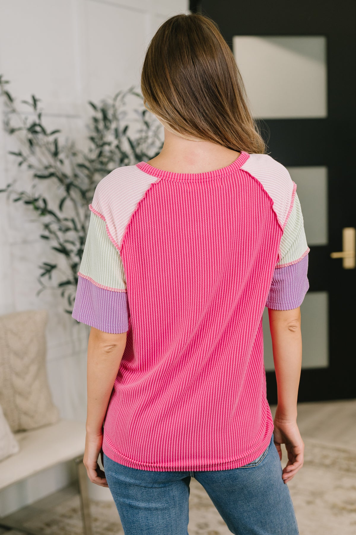 Cozy Collage Color Block Henley Top - 8/11/2026