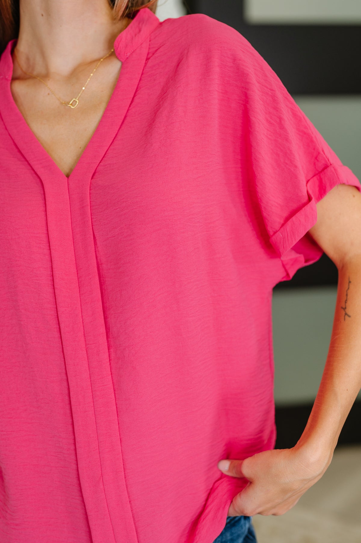 PREORDER: Crinkle Wove V-Neck Blouse in Four Colors - Ships in 4 weeks