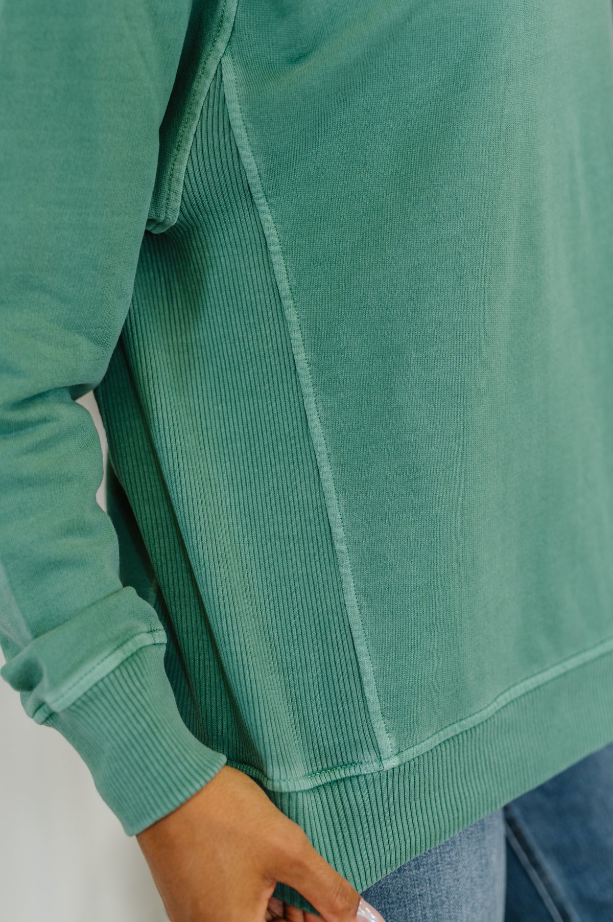 Daily Ease Mineral Wash Pullover in Dark Green - 9/10/2025