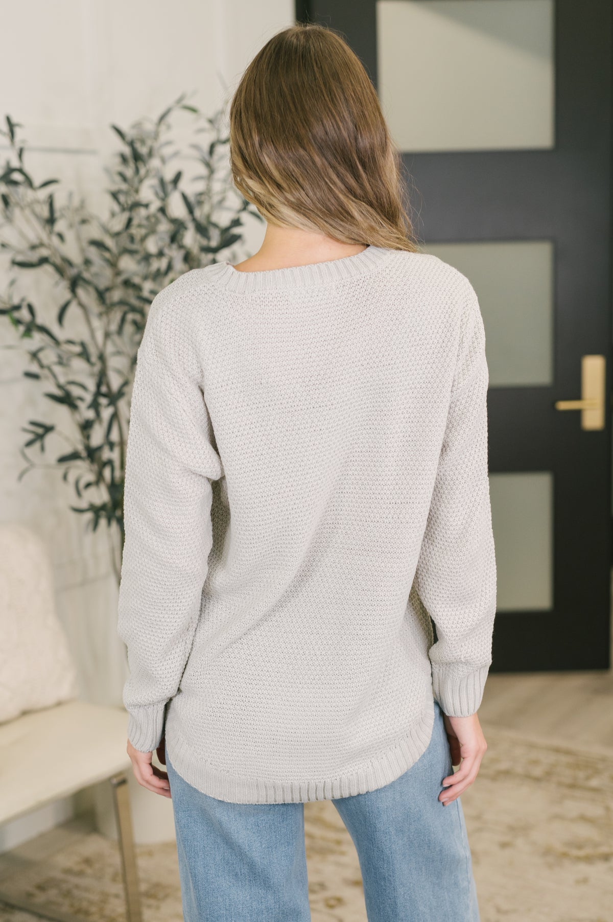 Daily Layer High Low Long Sleeve Waffle Sweater in Bone - 11/11/2026