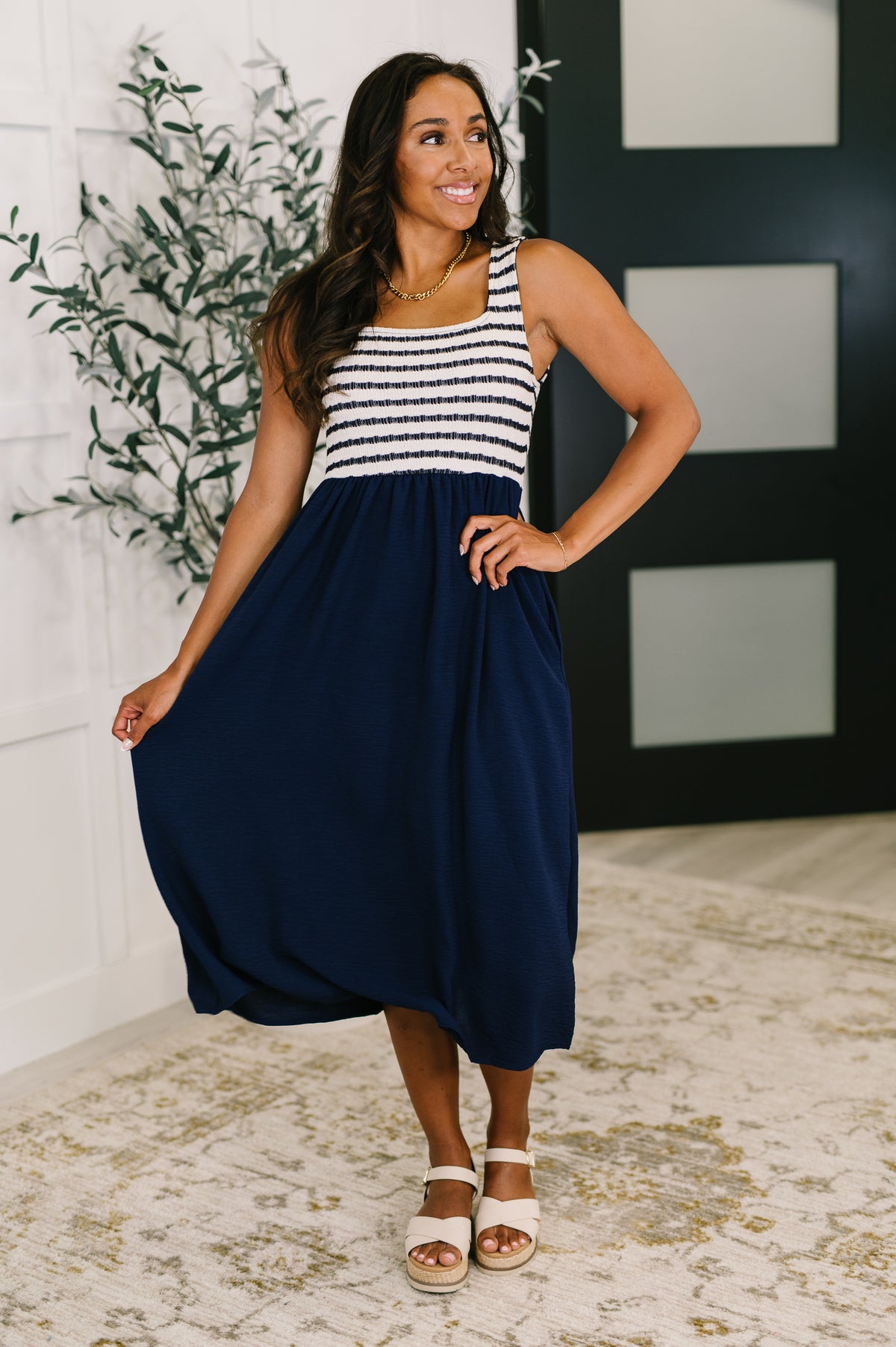 Dockside Darling Midi Dress in Navy - 7/1/2025 NEW