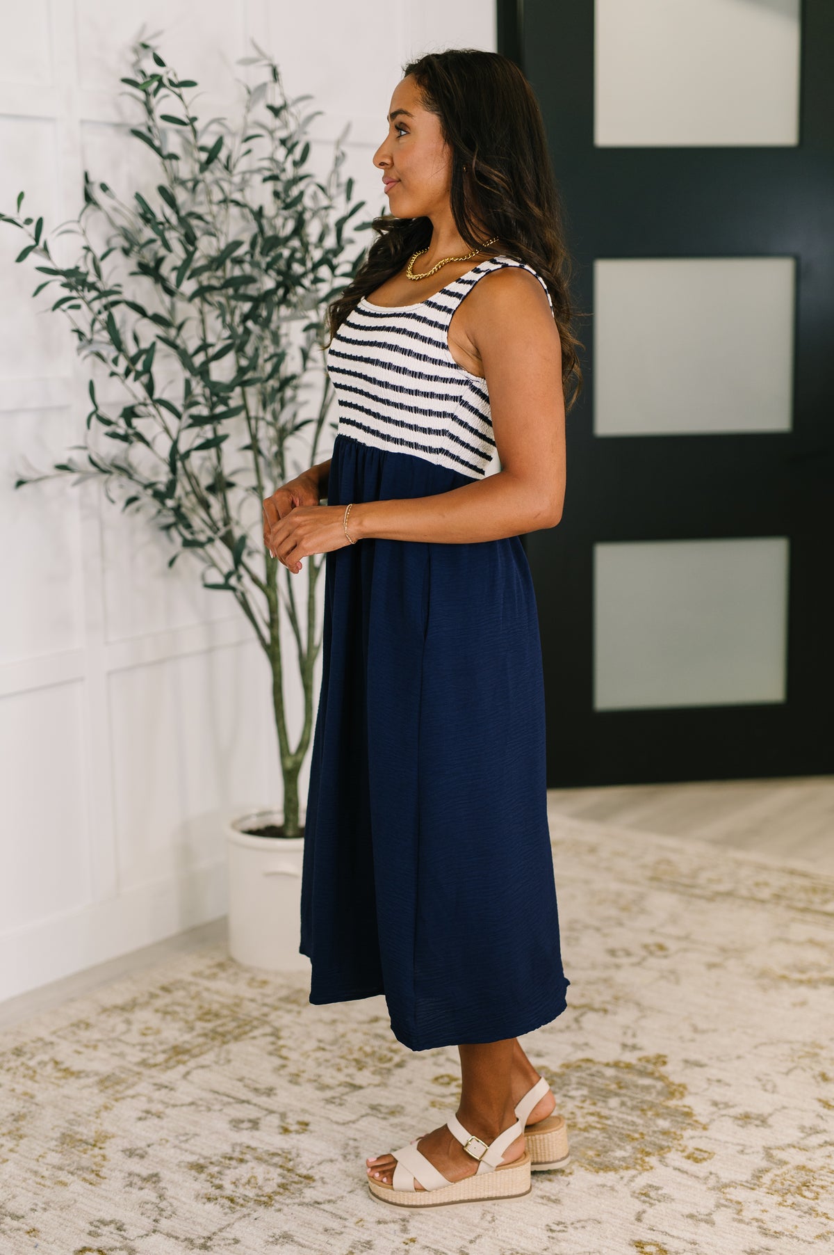 Dockside Darling Midi Dress in Navy - 7/1/2025 NEW