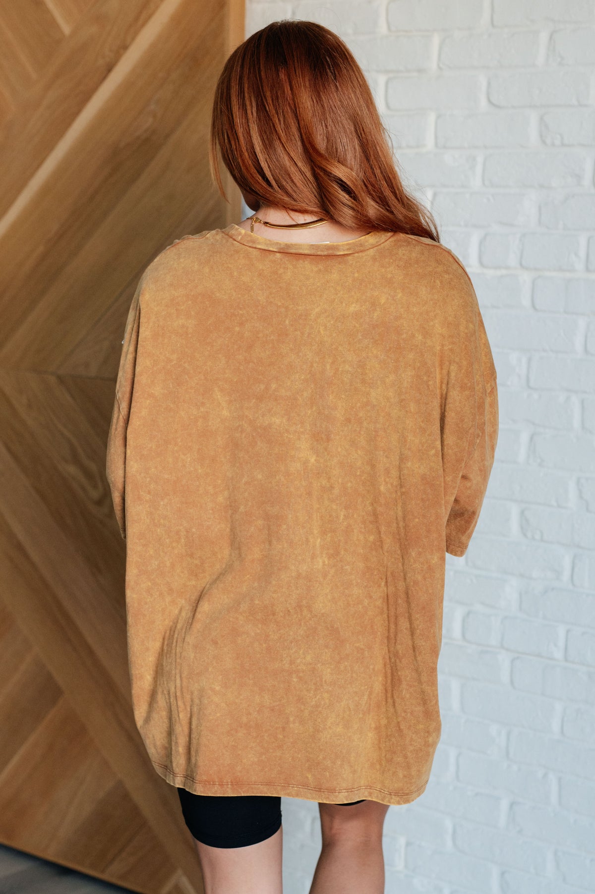 Don't Mind Me Mineral Wash Drop Shoulder Tee in Deep Camel - 10/9/2024