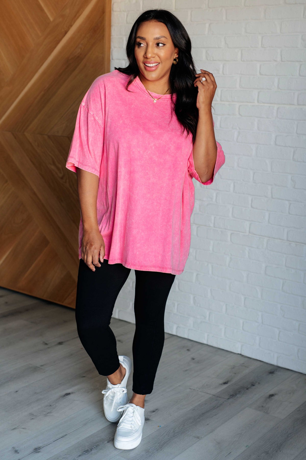 Don't Mind Me Mineral Wash Drop Shoulder Tee in Fuchsia - 10/9/2024