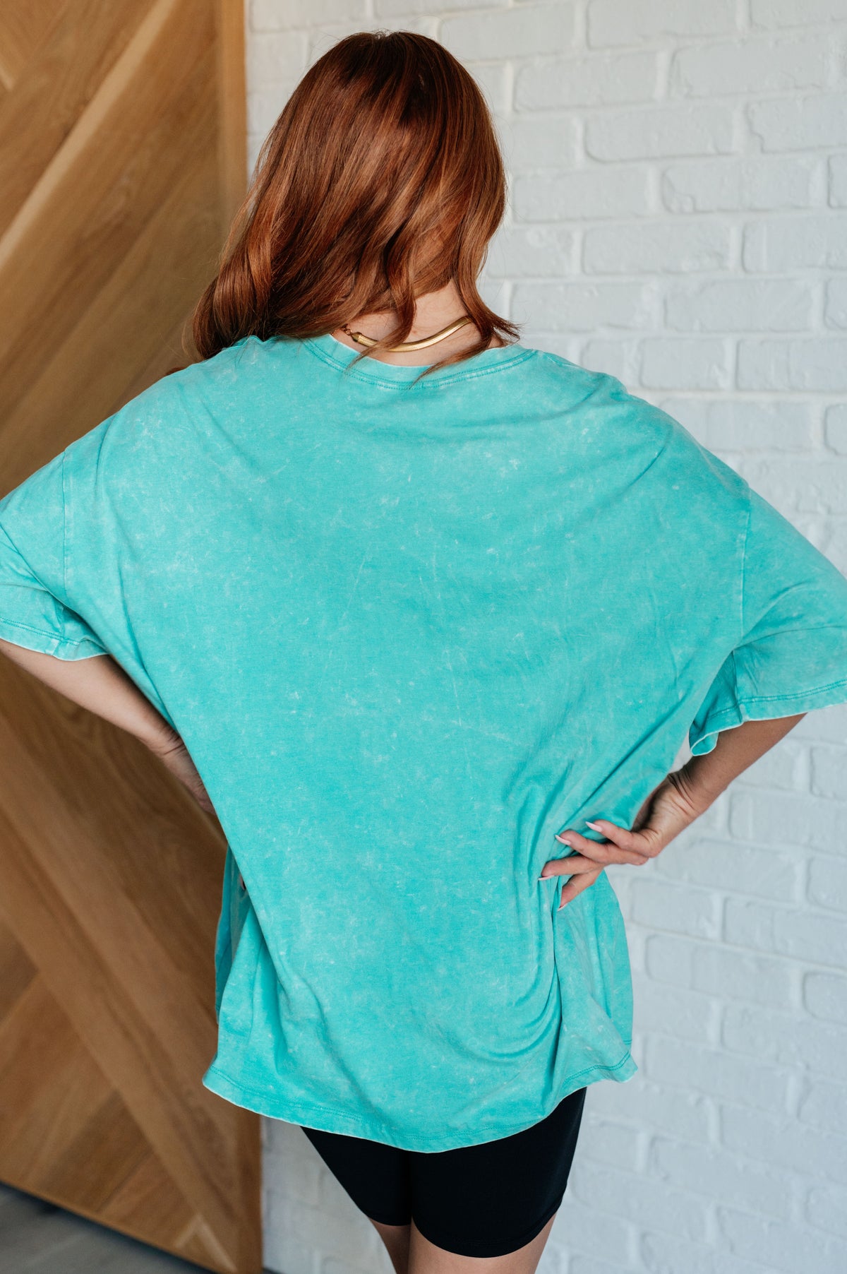 Don't Mind Me Mineral Wash Drop Shoulder Tee in Turquoise - 10/9/2024