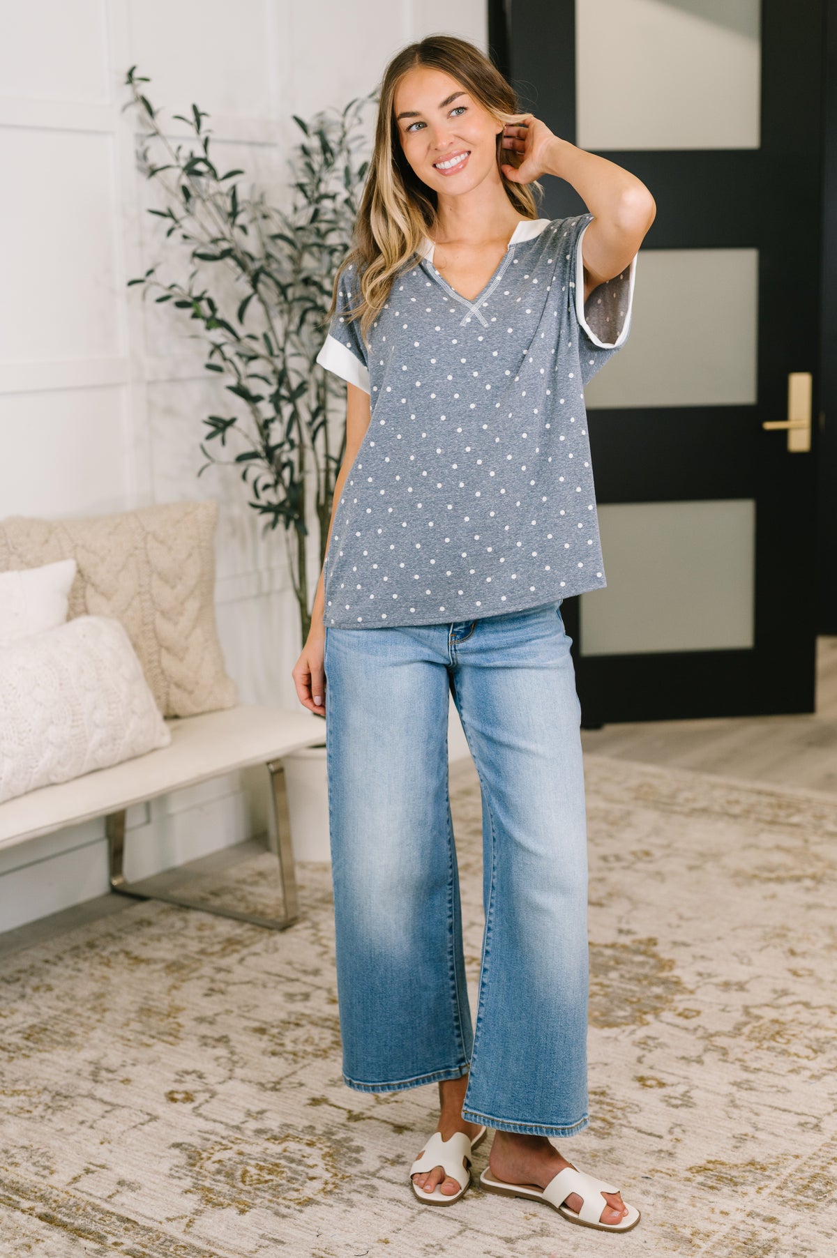 Dot, Dot, Dot V-Neck Casual Top - 8/14/2026