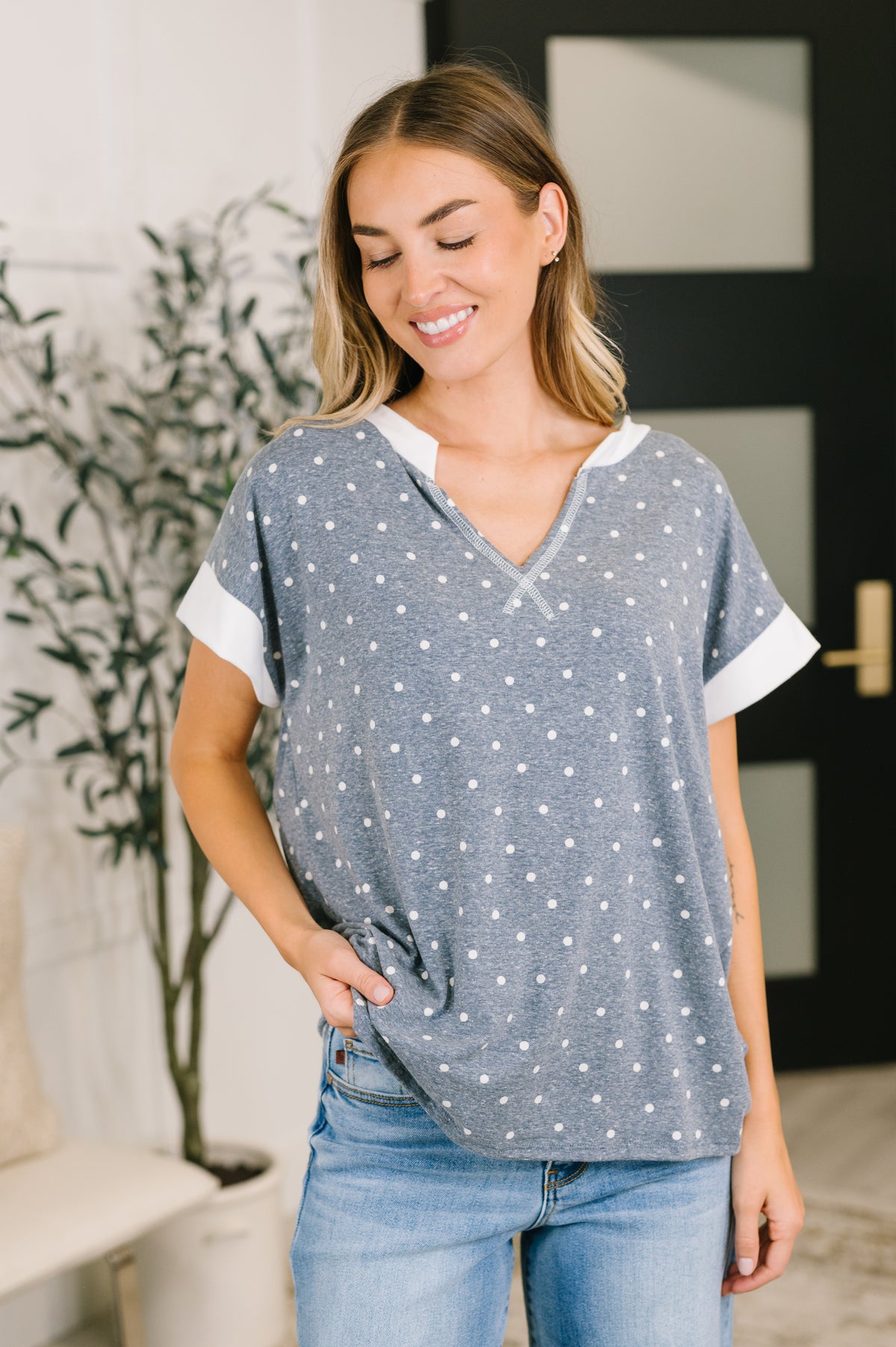 Dot, Dot, Dot V-Neck Casual Top - 8/14/2026