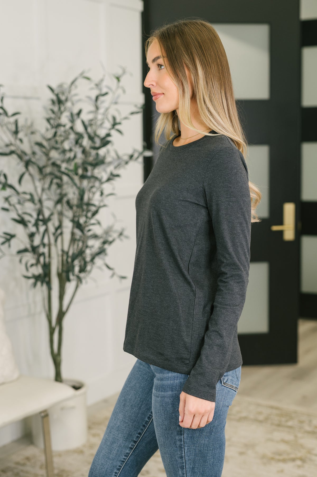 Down to the Basics Long Sleeve Top in Charcoal - 10/23/2026