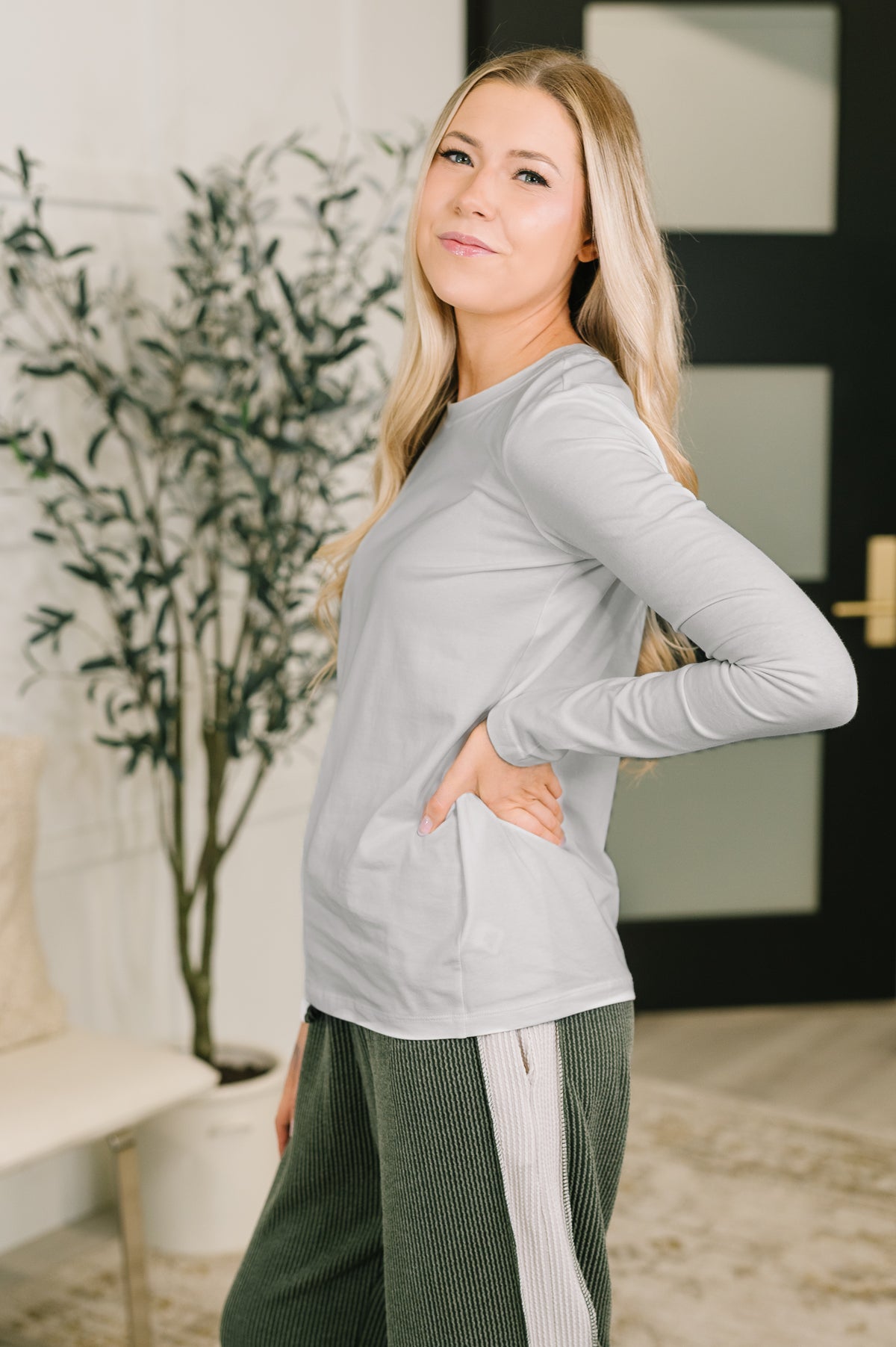 Down to the Basics Long Sleeve Top in Heathered Grey - 9/15/2026