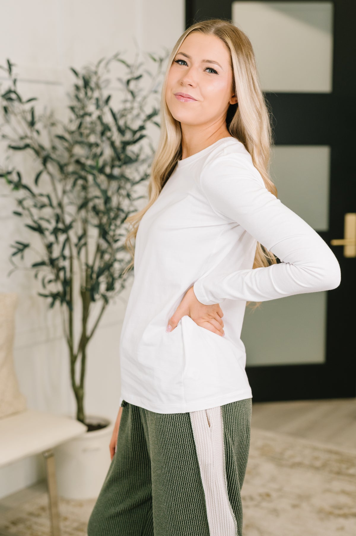 Down to the Basics Long Sleeve Top in White - 9/29/2026
