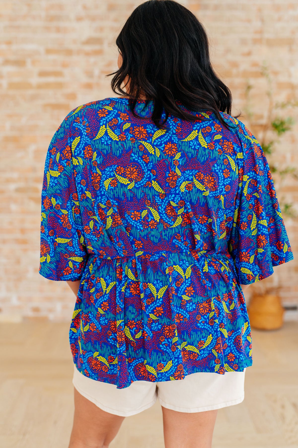 Dreamer Peplum Top in Royal and Red Abstract - 3/16/2026