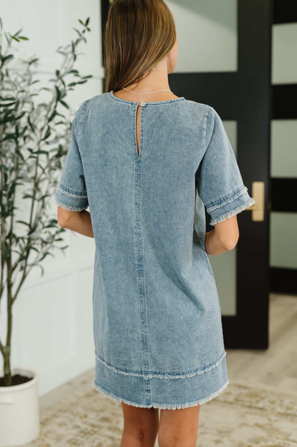 Dressed & Obsessed Chambray T-Shirt Dress in Indigo - 7/25/2025 NEW