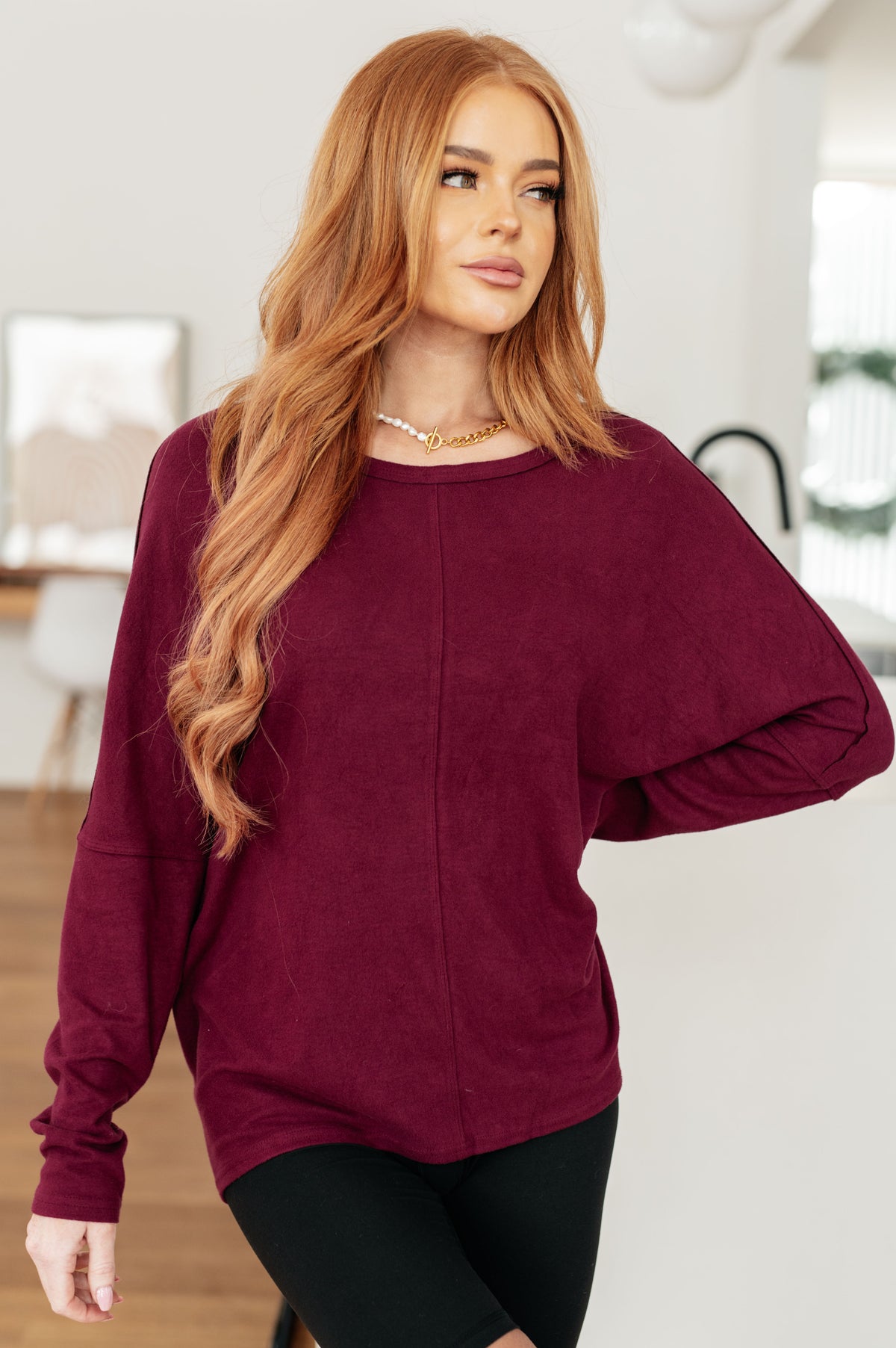 Drive Downtown Dolman Sleeve Top in Wine - 11/17/2025