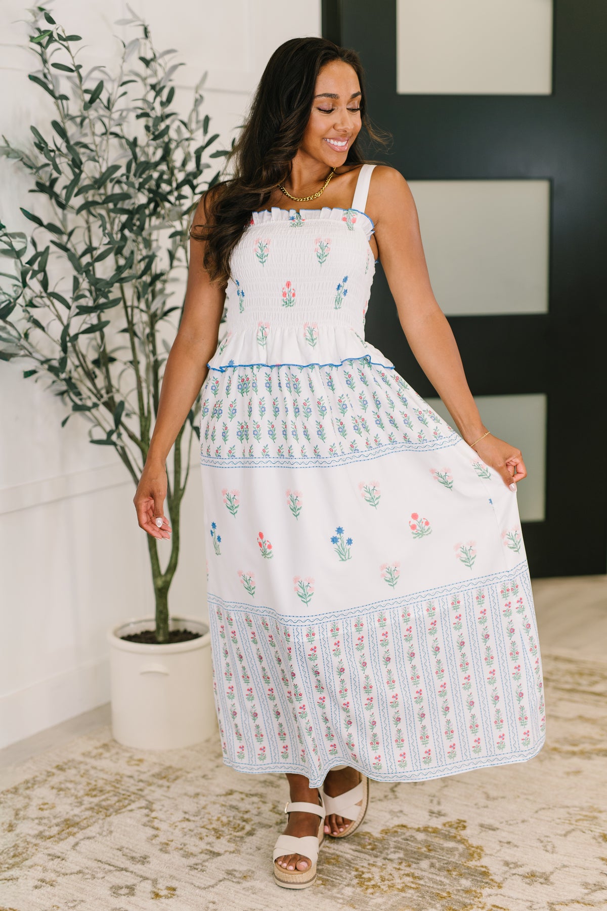 Eager Anticipation Mixed Print Midi Dress - 7/1/2025 NEW