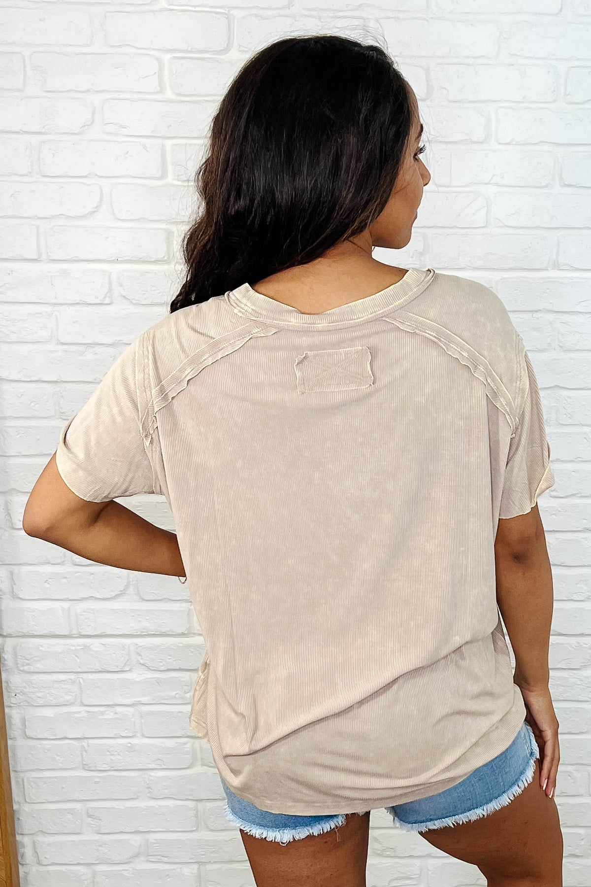 Easy Style Basic Mineral Wash Top in Ash Mocha - 3/19/2025