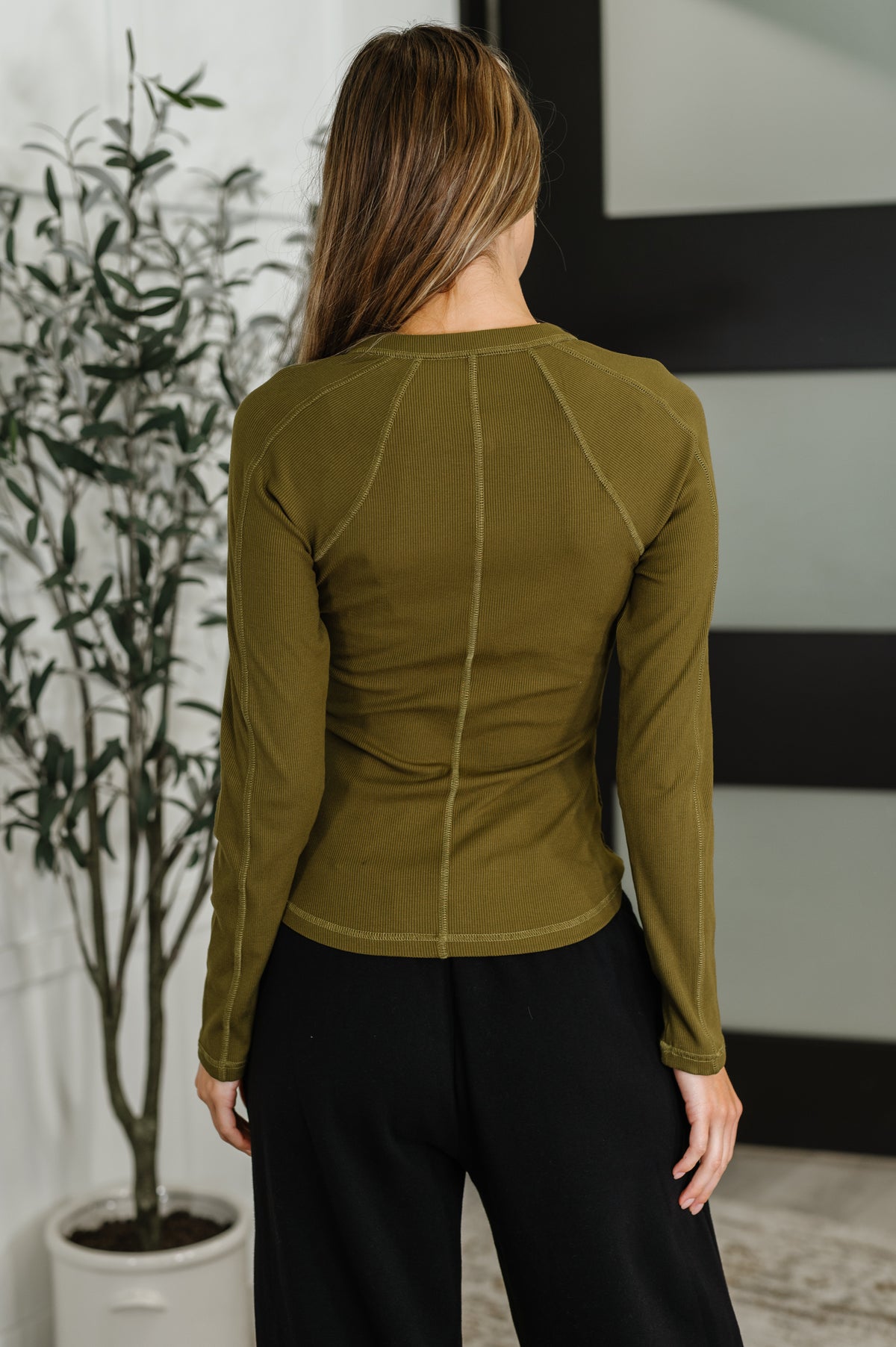 Effortless Edge Knit Henley Top in Camo Green - 8/22/2025