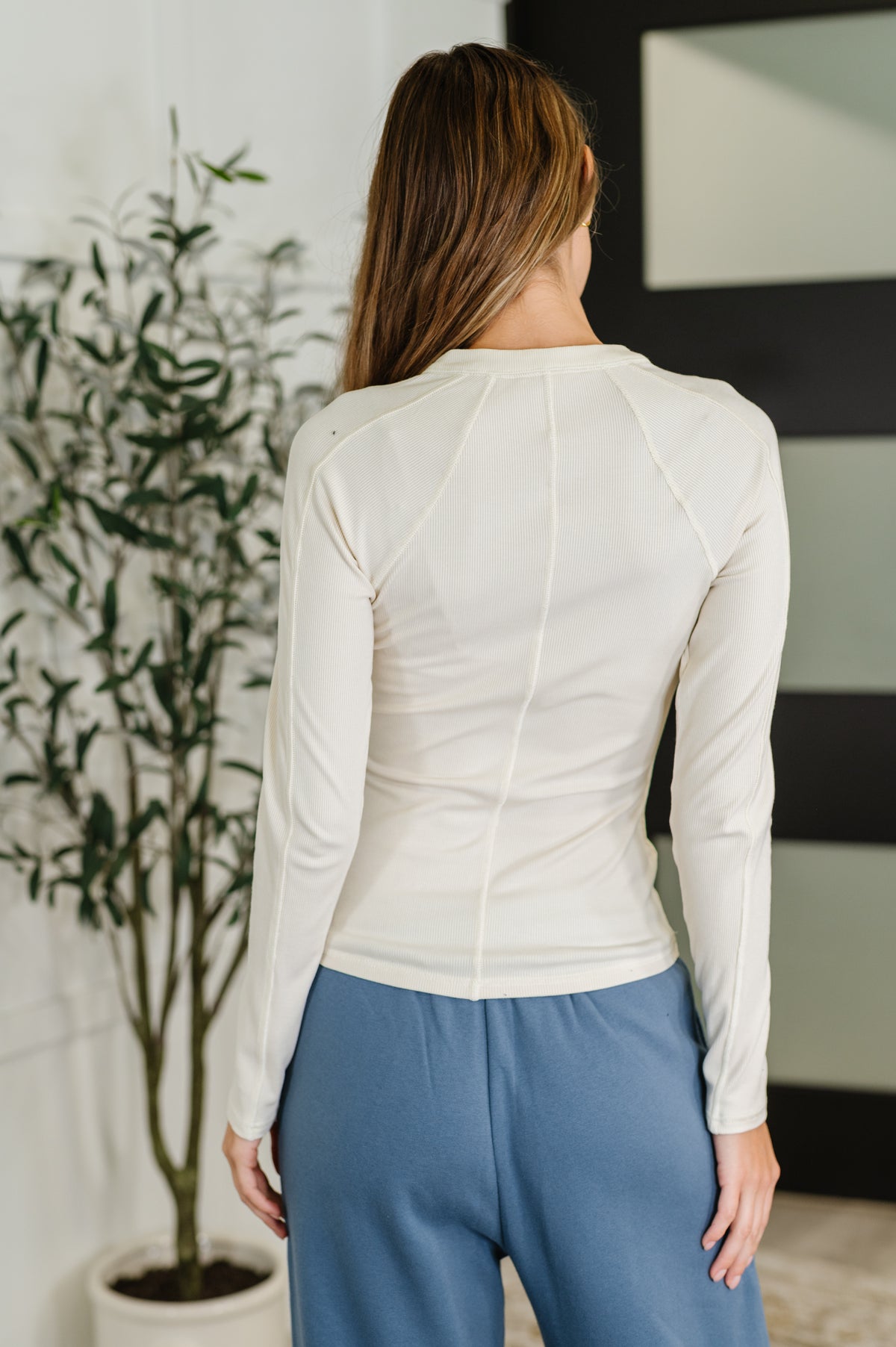 Effortless Edge Knit Henley Top in Natural - 8/22/2025